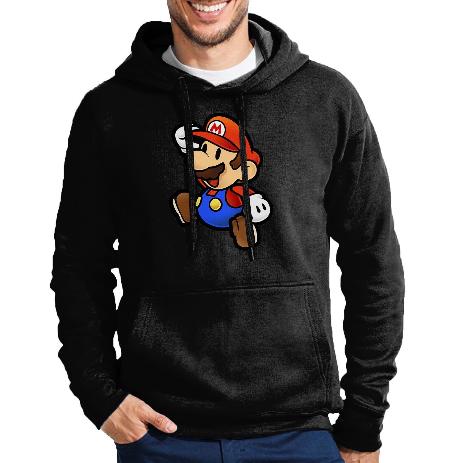 Schwarz Hoodie Brownie Super Mit Nintendo Yoshi & Mario Herren Gaming Kapuze Luigi Blondie