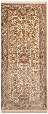 Läufer Kaschmir Seide Teppich handgeknüpft beige, morgenland, rechteckig, Höhe: 5 mm