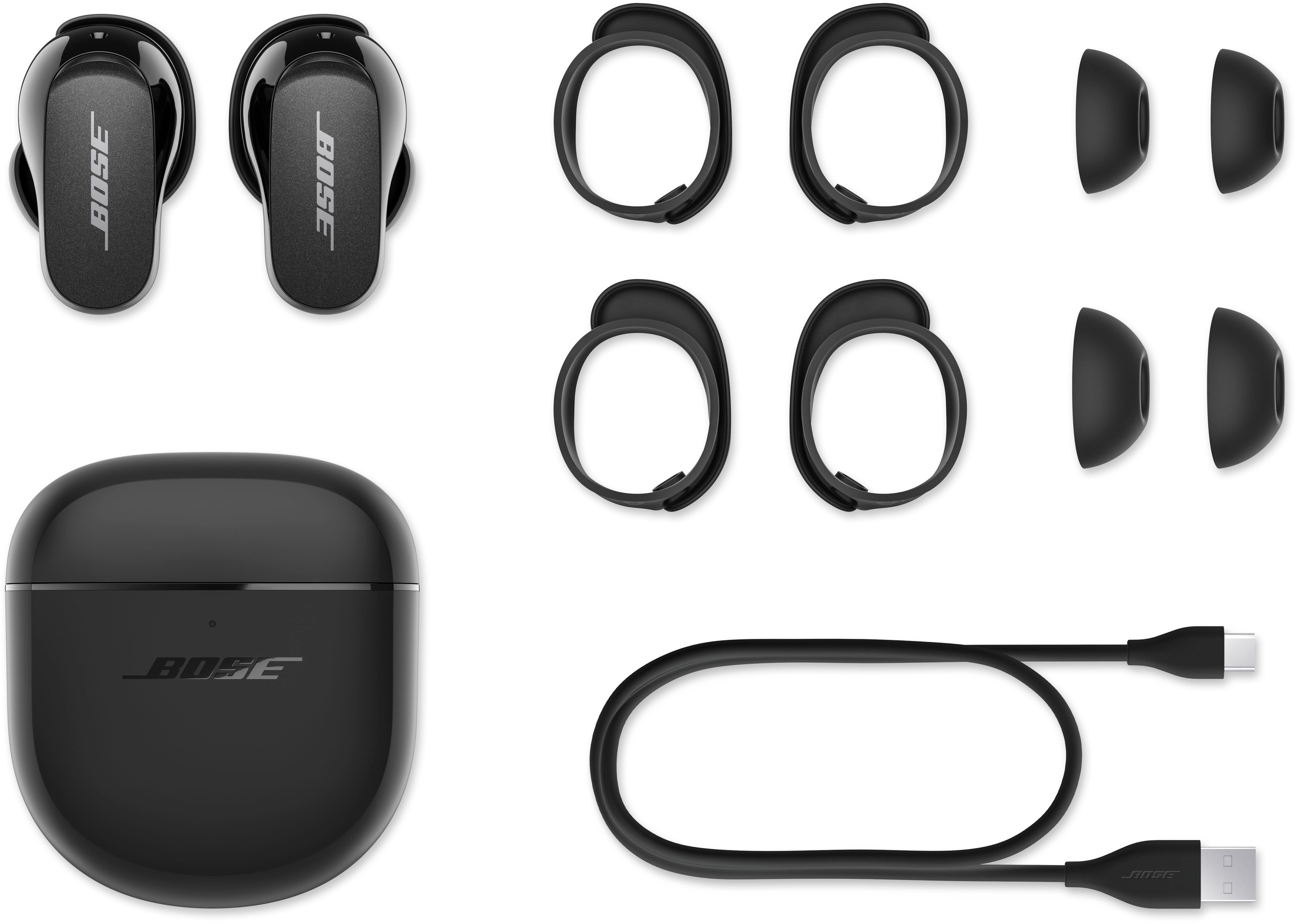 Bose QuietComfort® Earbuds kabellose II Anrufe wireless Lärmreduzierung personalisiertem Noise-Cancelling, Steuerung und Musik, für In-Ear-Kopfhörer integrierte Klang) mit In-Ear-Kopfhörer Bluetooth, (Freisprechfunktion, black