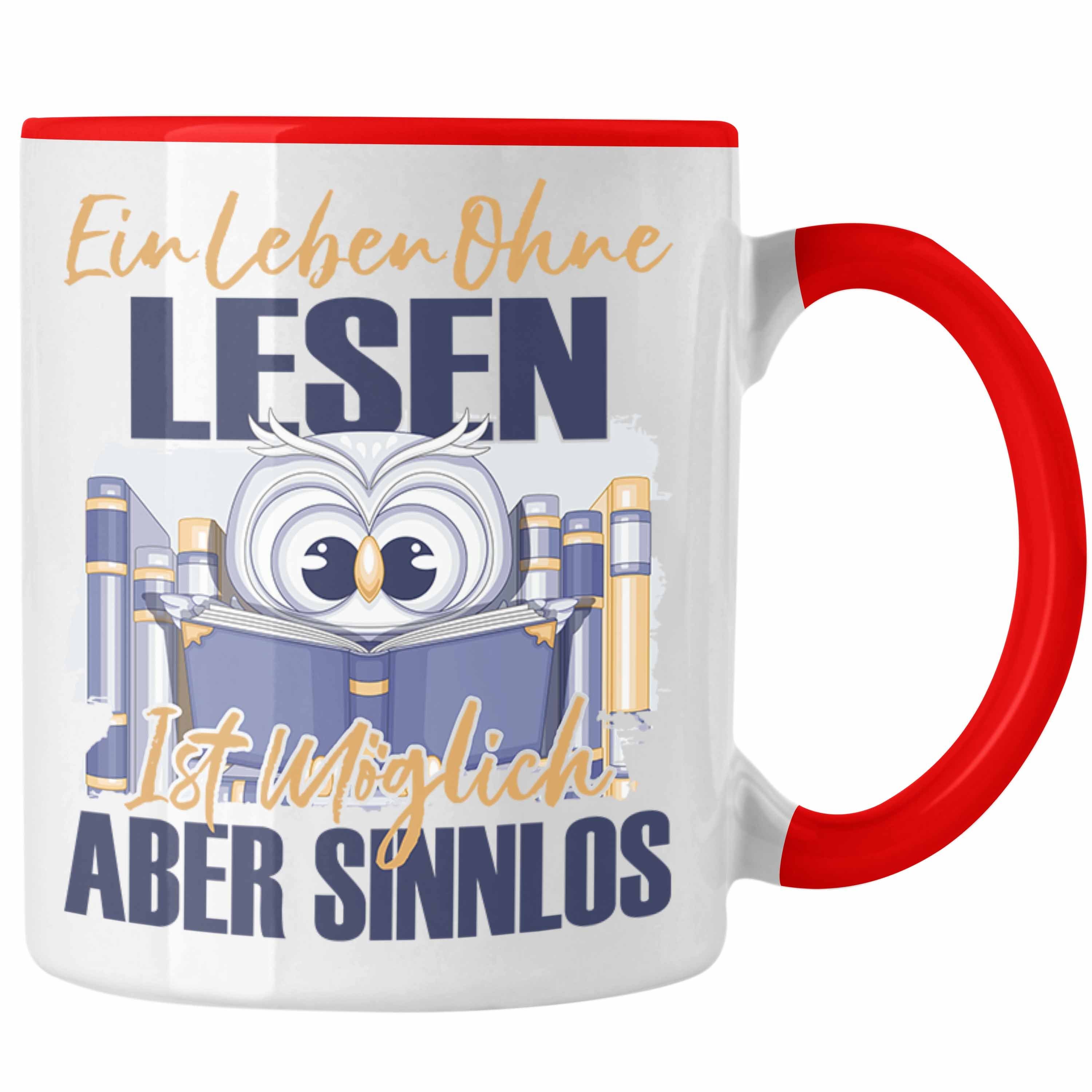 Spruch - Trendation Geschenk Leseratte Trendation Tasse Rot Tasse Lesen Geschenk Bücherwurm