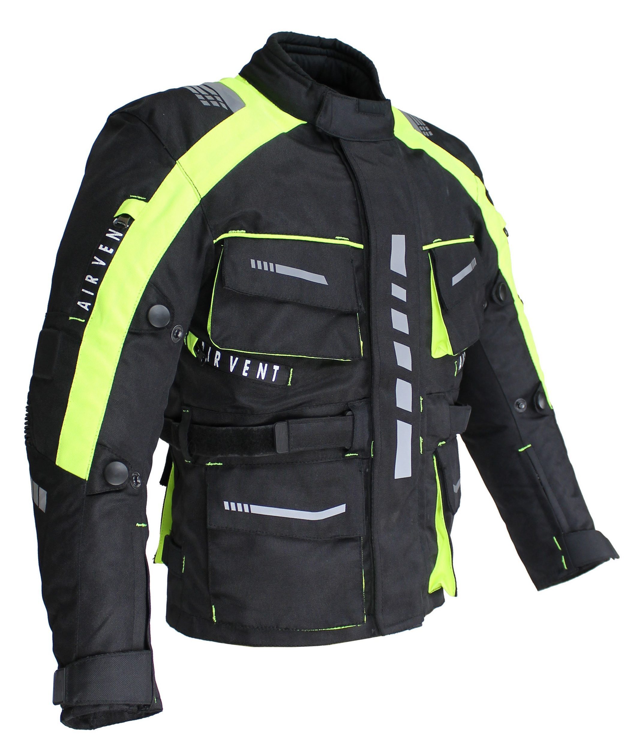 Alpha Speeds Motorradjacke Kinder Motorrad Textil Jacke Biker wasserdicht Jacke mit Protektoren Sport, Innenjacke ist trennbar: All Season, Neon/Fluoreszent Grü – Bild 2 von 5