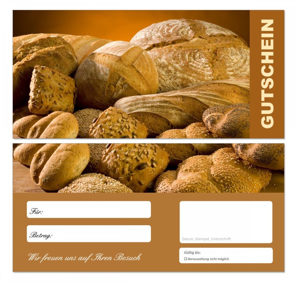 Geschenkkarte Geschenkgutscheine Bäckerei Brötchen Gutscheinkarten (Bäcker-668)