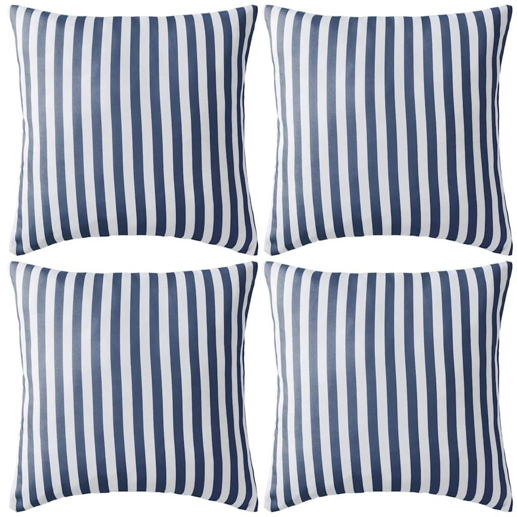 vidaXL Zierkissen Gartenkissen 4 Stk. Streifenmuster 45 x 45 cm Marineblau, (4 St)