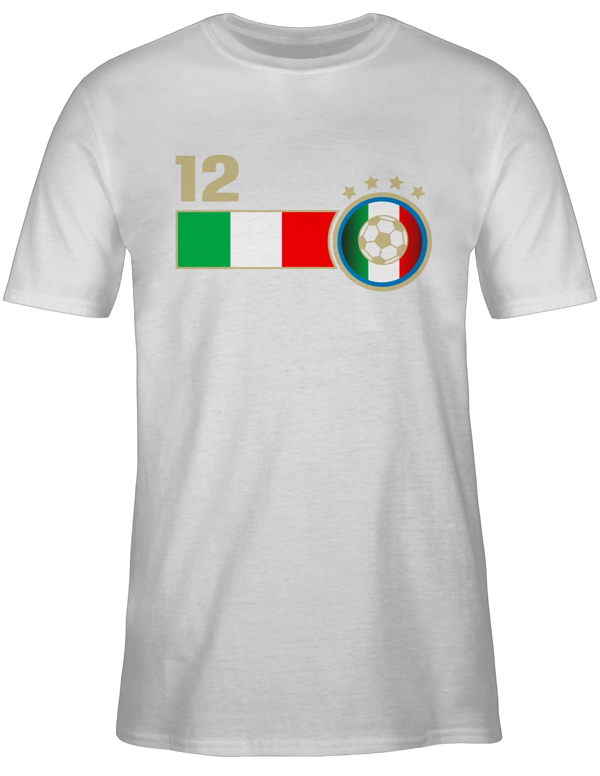 12. 2024 Shirtracer Mannschaft 02 EM Fussball Weiß Italien T-Shirt Mann