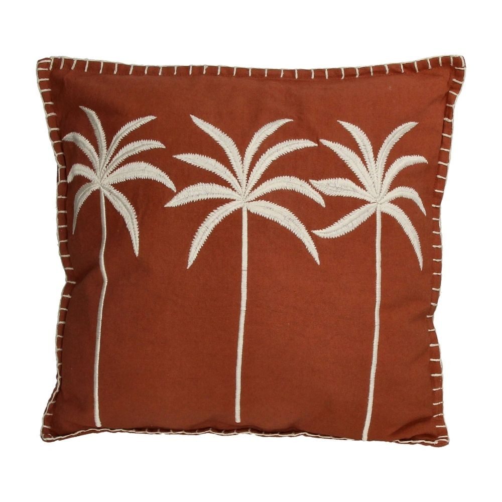 Kersten BV Dekokissen Kissen Baumwolle Terracotta - Palmen 45 x 45 cm