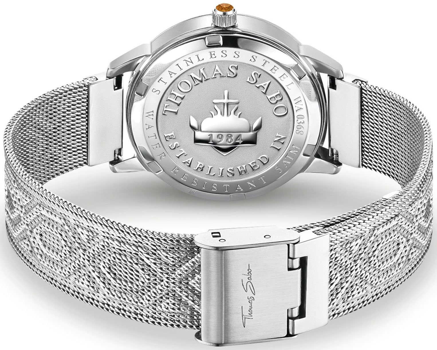 THOMAS SABO Quarzuhr KALEIDOSKOP LIBELLE WA0368-201-215-33 MM, Damenuhr, Armbanduhr, Schmucksteine, Libellen, Edelstahl