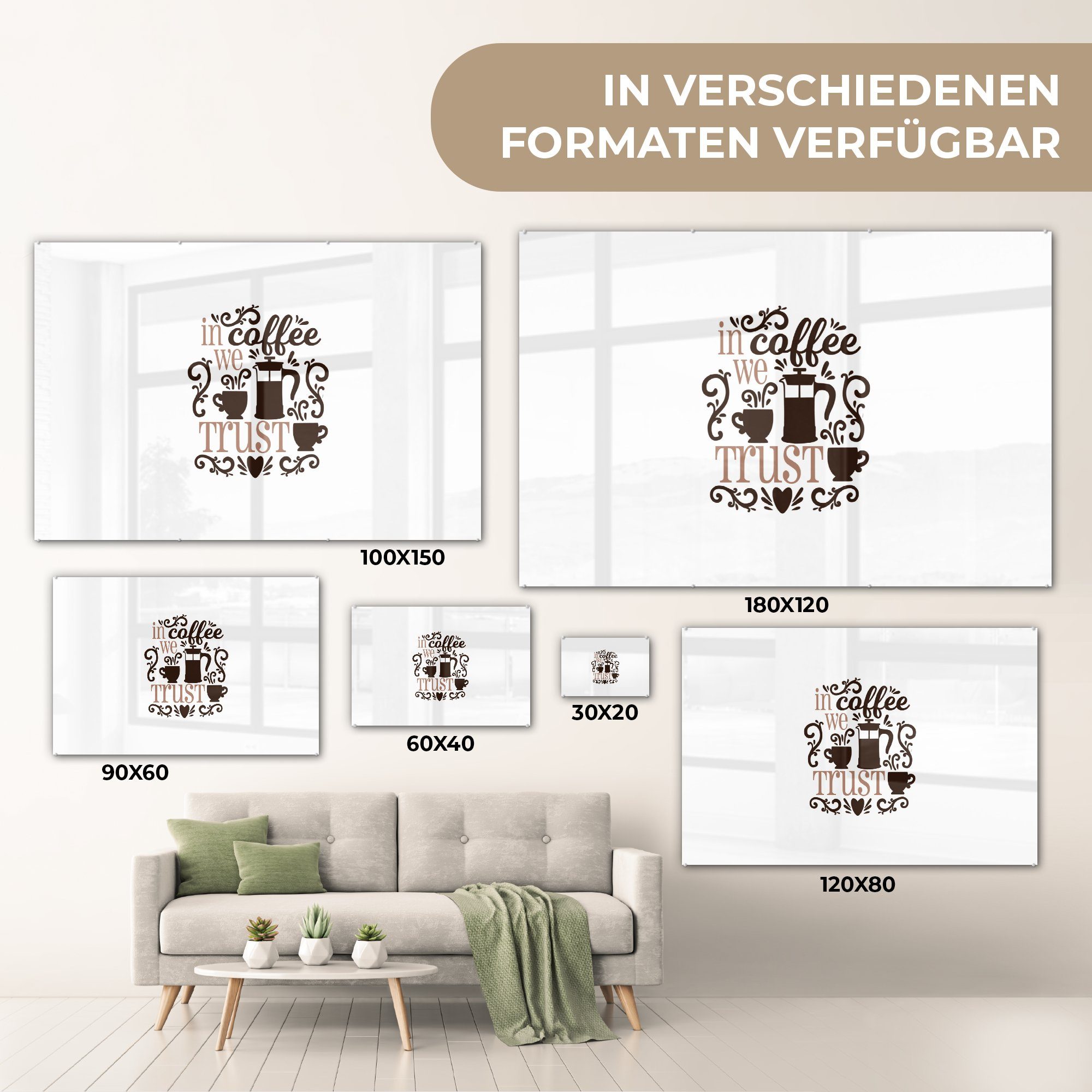 Wohnzimmer & Zitat - Acrylglasbild Schlafzimmer (1 MuchoWow Acrylglasbilder Kaffee Becher, - St),