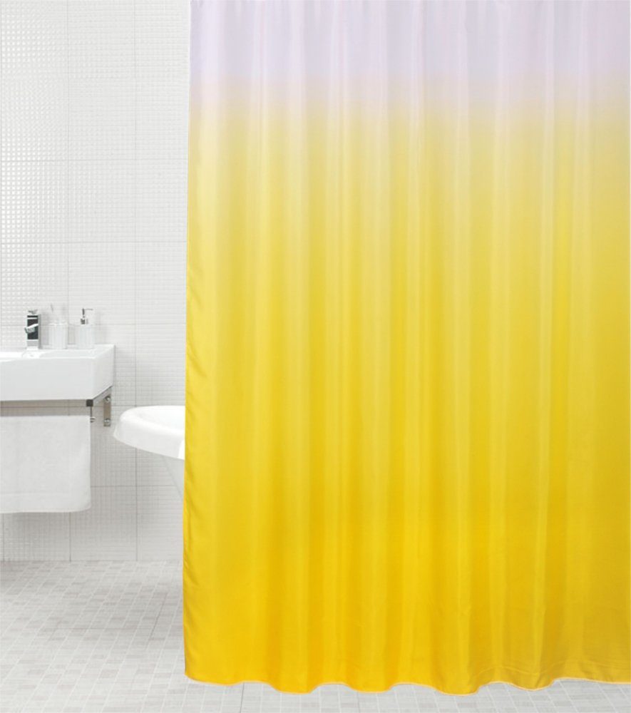 Sanilo Duschvorhang Magic Gelb 180 x 200 cm, 100% wasserdicht, Anti-Schimmel-Effekt, hochwertige Qualität