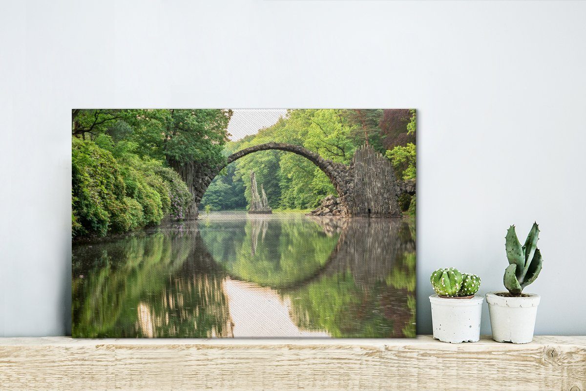 Wandbild Kromlau, Leinwandbilder, Rakotz-Brücke der Leinwandbild unter cm Wasser (1 Wanddeko, OneMillionCanvasses® in St), 30x20 Aufhängefertig,