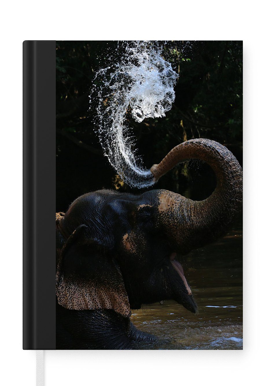 MuchoWow Notizbuch Elefant - Wasser - Rüssel - Tiere - Natur, Journal, Merkzettel, Tagebuch, Notizheft, A5, 98 Seiten, Haushaltsbuch