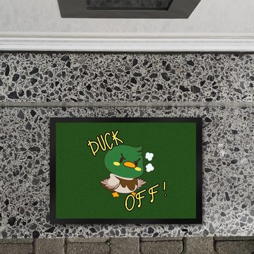 Fußmatte Enten Fußmatte in 35x50 cm mit Spruch DUCK OFF! in grün, speecheese