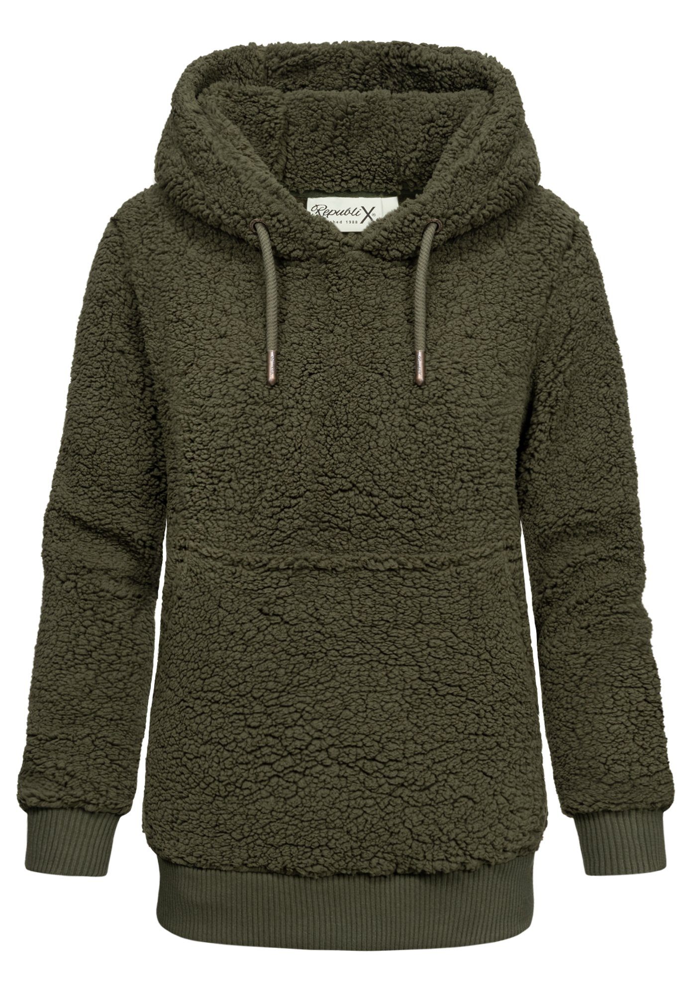 REPUBLIX Kapuzenpullover CHARLIZE Damen Teddy Sweatjacke Plüsch Hoodie Pullover Jacke