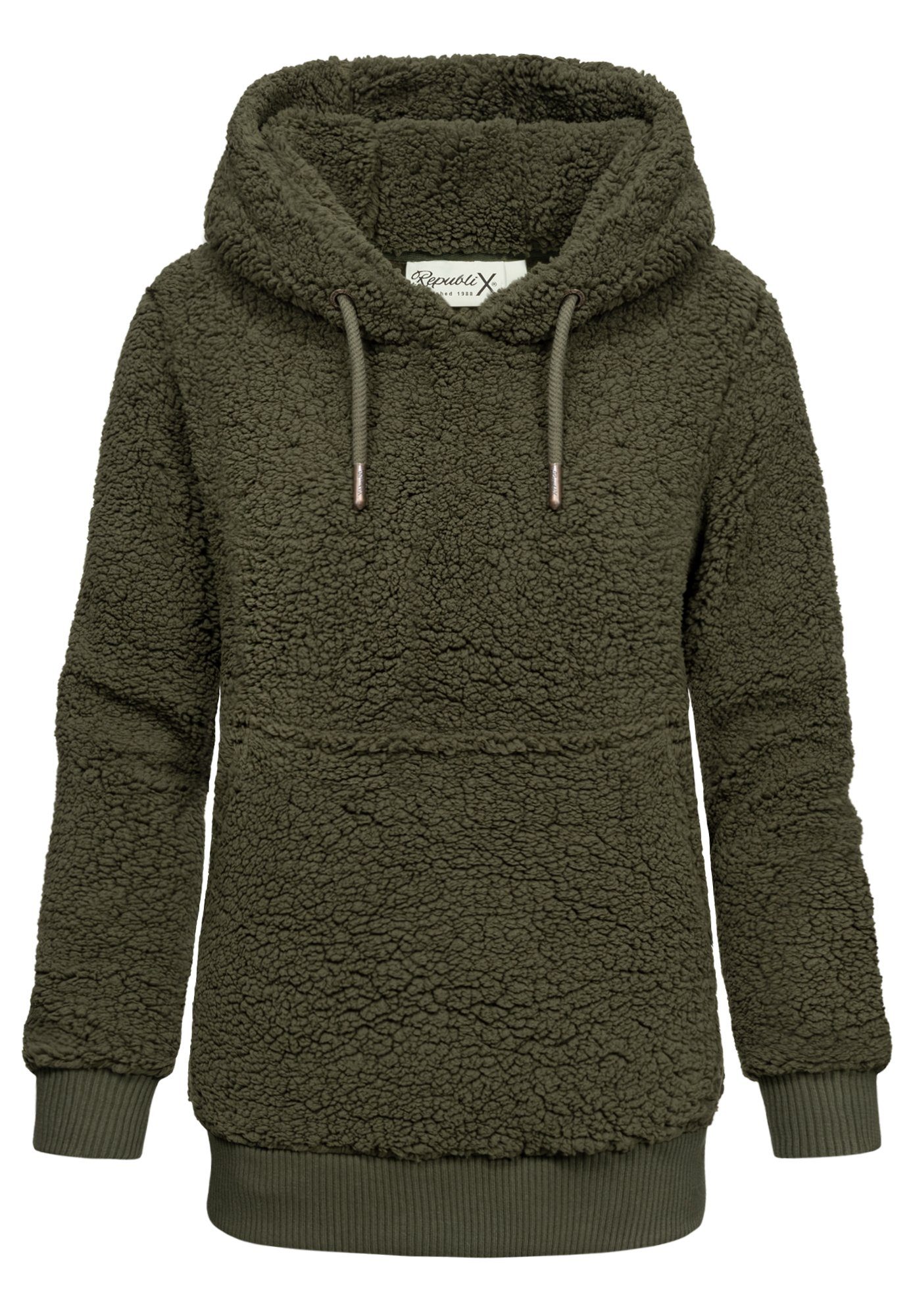 REPUBLIX Kapuzenpullover CHARLIZE Damen Teddy Sweatjacke Plüsch Hoodie Pull günstig online kaufen