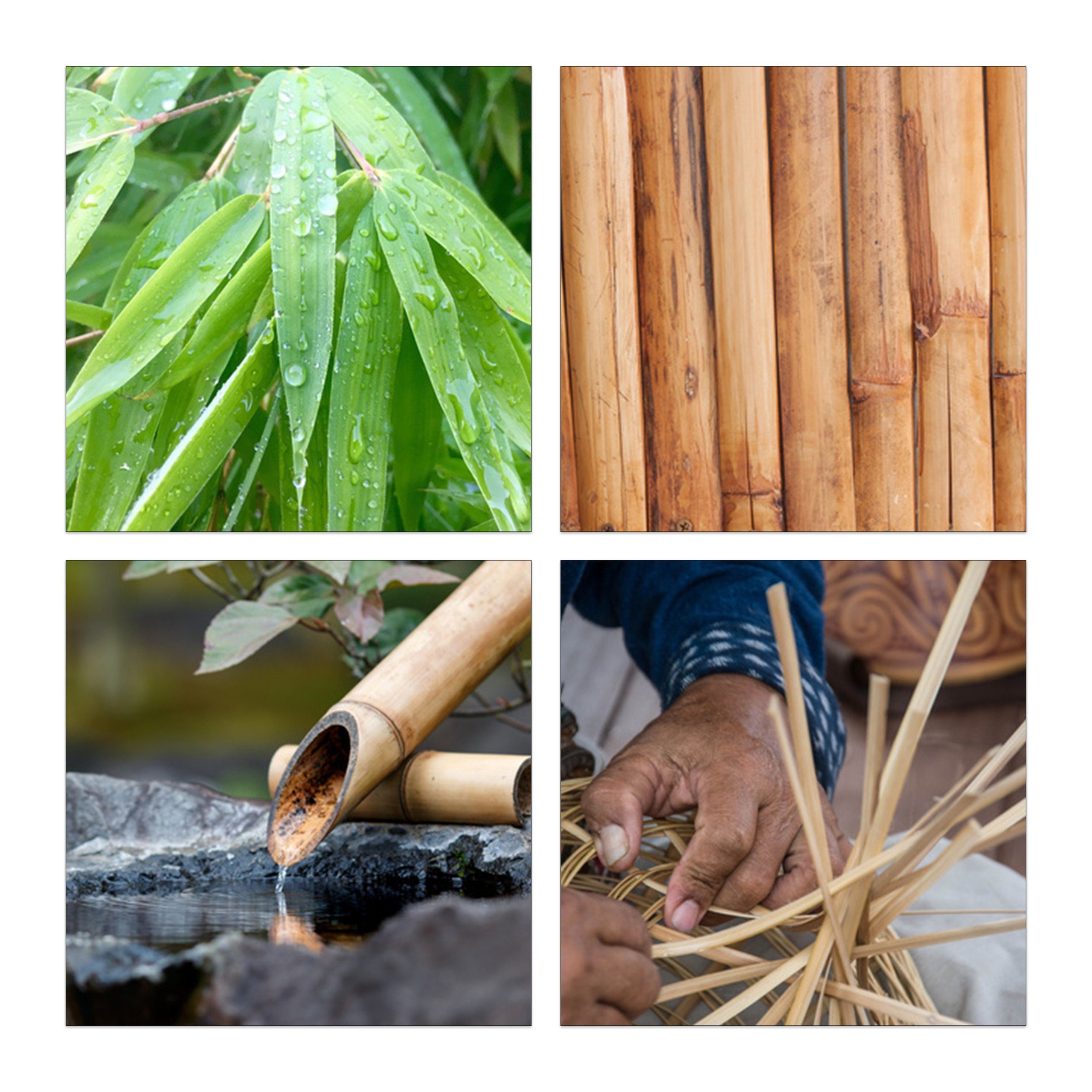 Bambus relaxdays Bambus aus Obstschale und Obsthängematte Edelstahl,