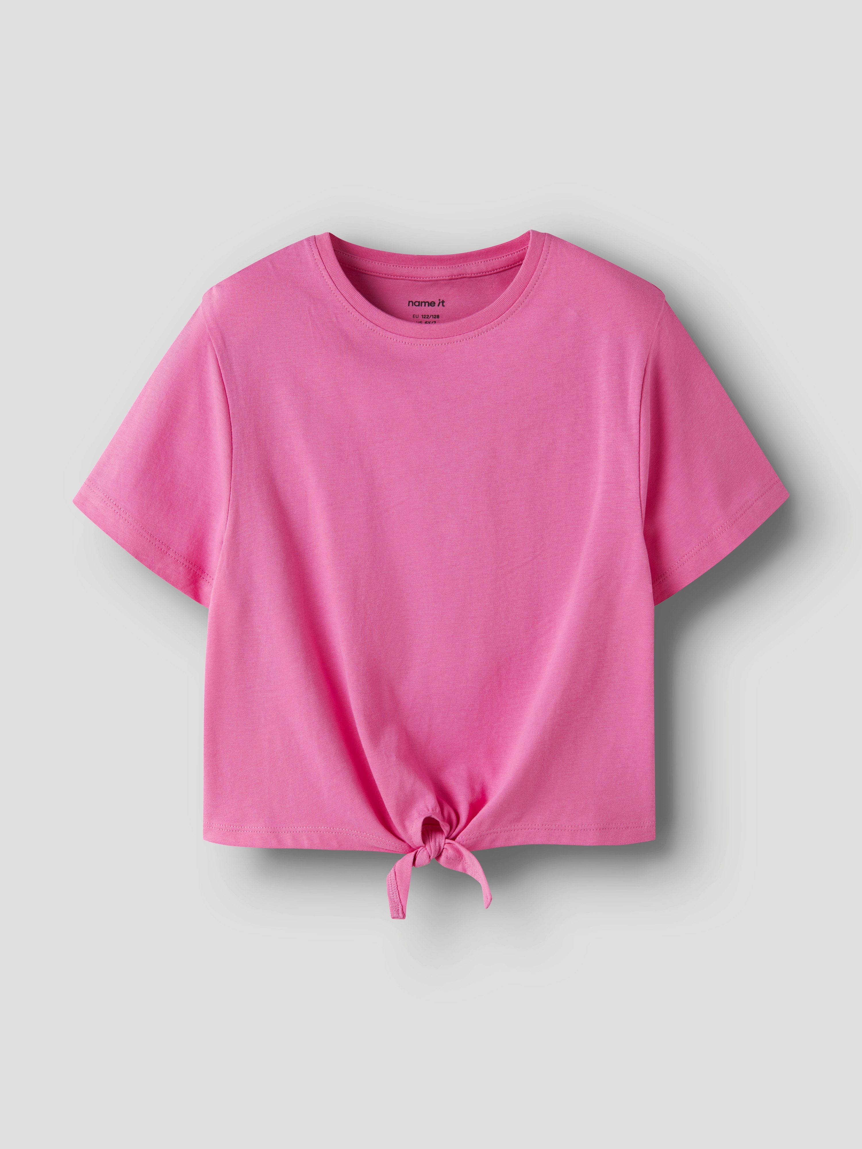 Name It Kurzarmshirt NKFVAYA SS LOOSE TOP NOOS Baumwolle, Schleifen-Detail am Saum
