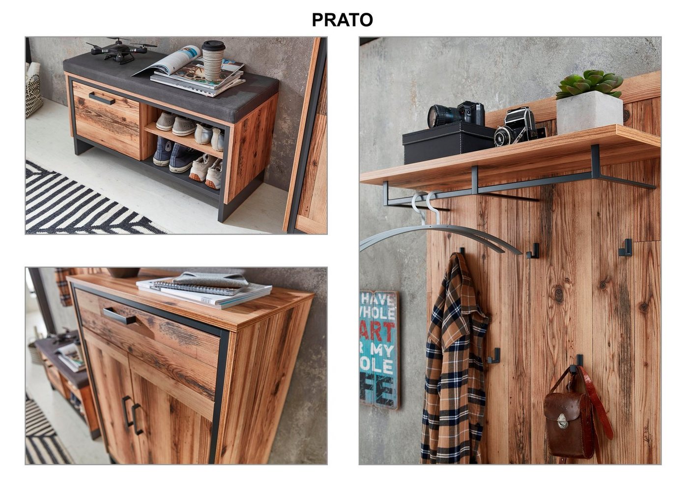 Innostyle Garderobenpaneel »Prato«, inklusive Reilingsystem und Haken in Metall, graphit matt-kaufen