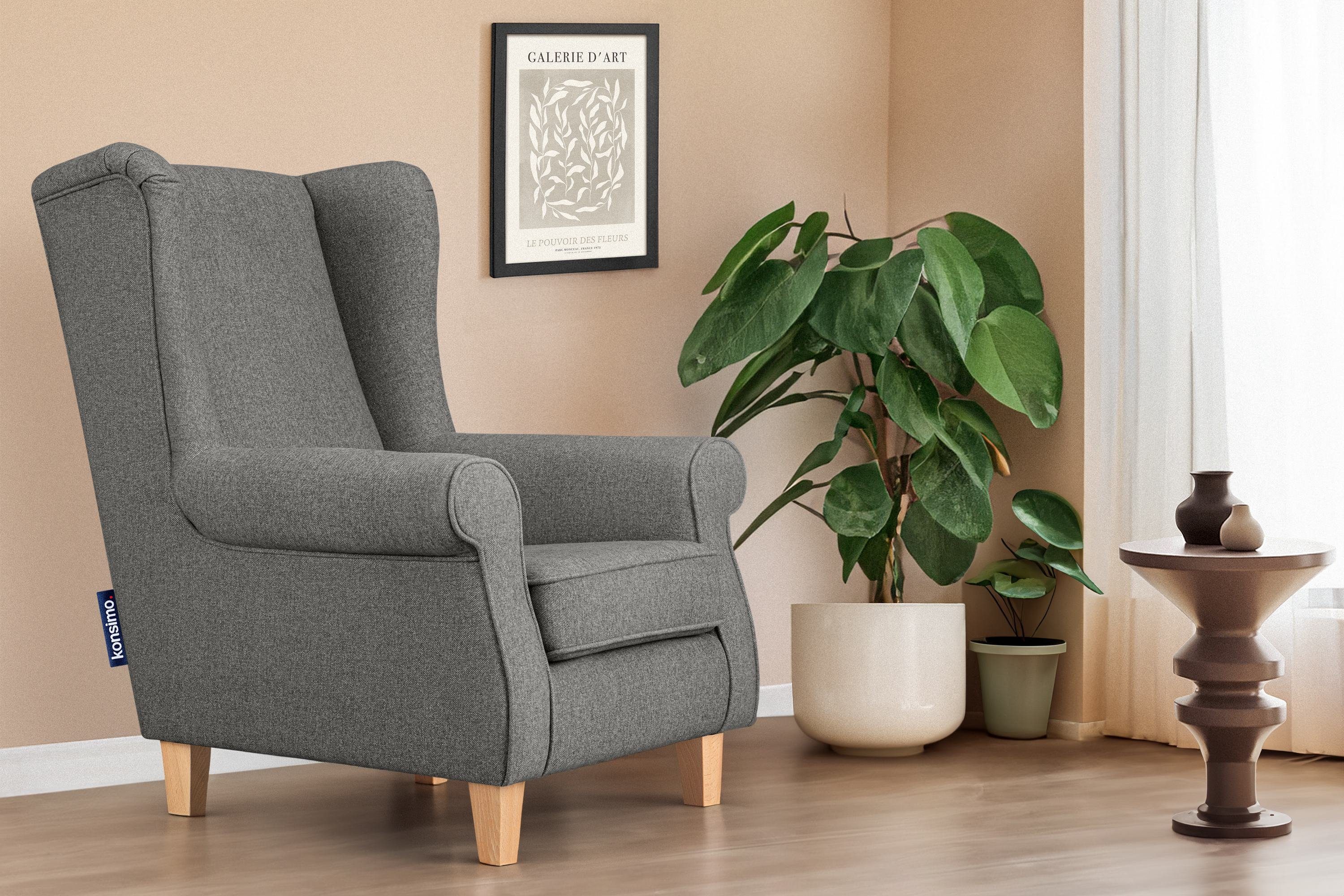 KONSIMO® Ohrensessel MILES Gepolsterter Sessel, mit günstig online kaufen