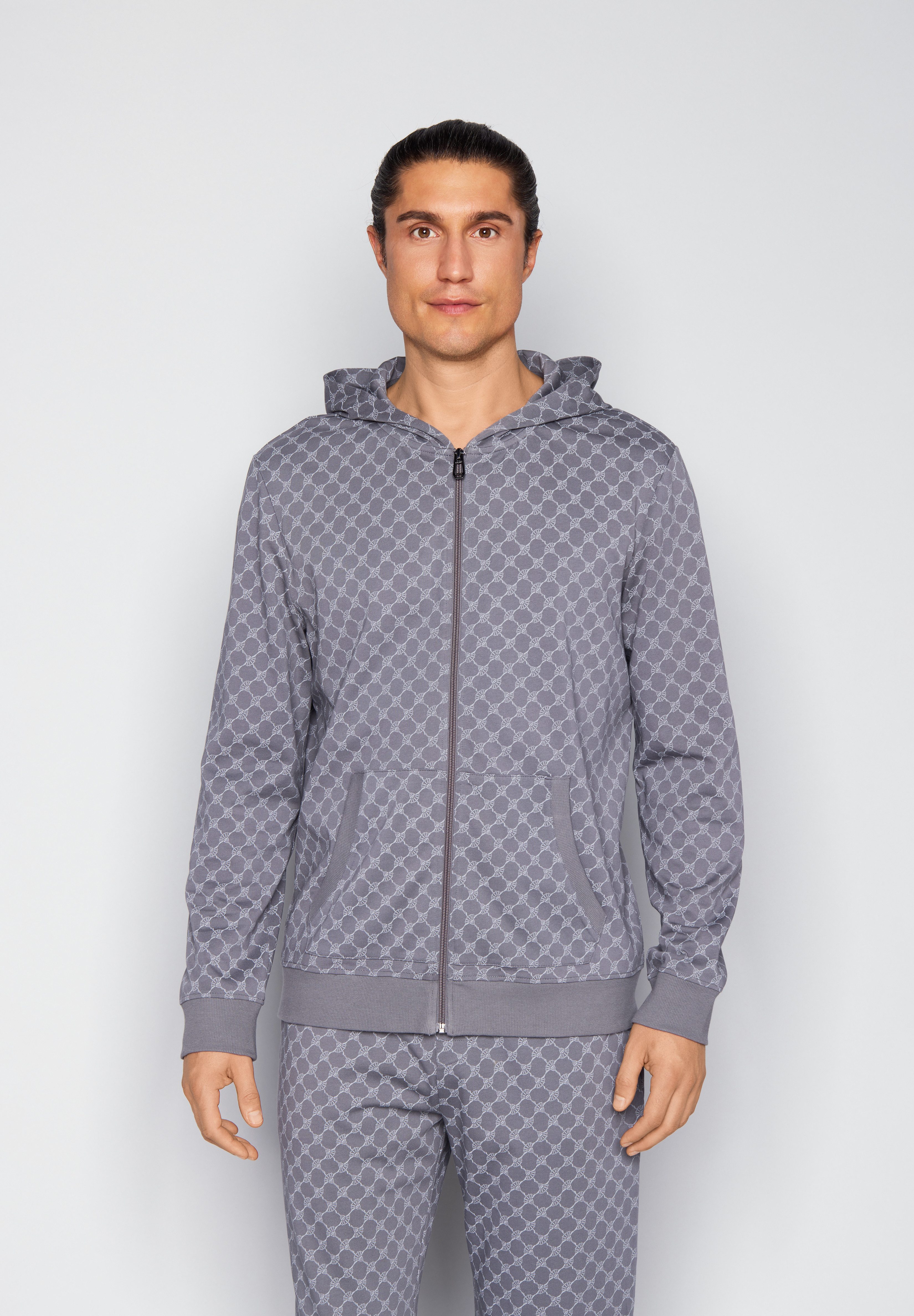 JOOP! Sweatjacke mit Cornflower-Print allover und Kapuze