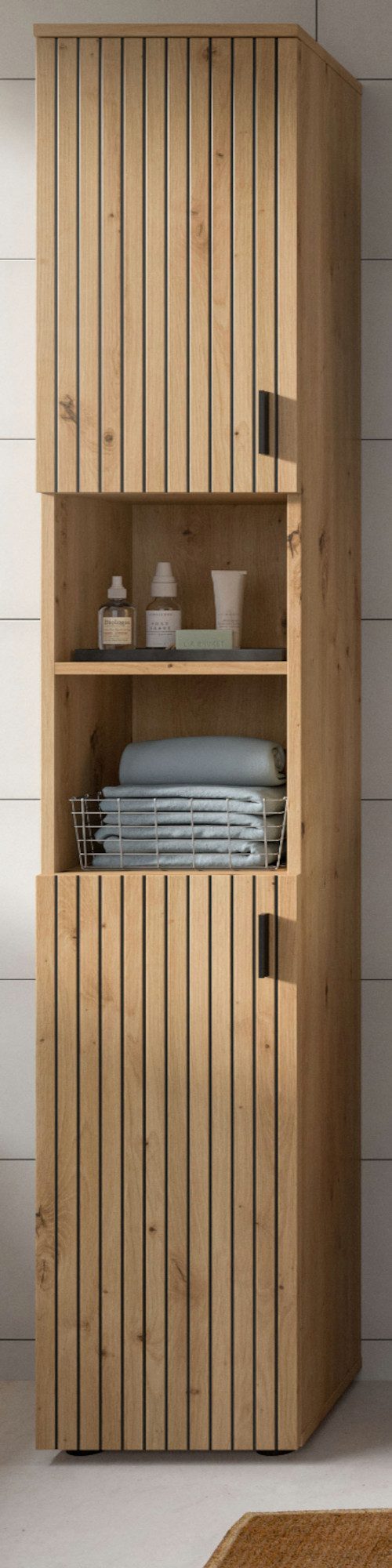 Inn.Furn Hochschrank Livia (Badschrank in Eiche Artisan mit Rillen, 30 x 19 günstig online kaufen