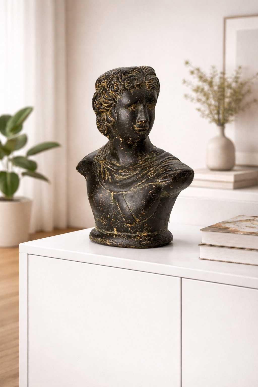 FaHome Skulptur David Büste Skulptur – Garten Terrasse Wohnzimmer Deko – Wetterfest
