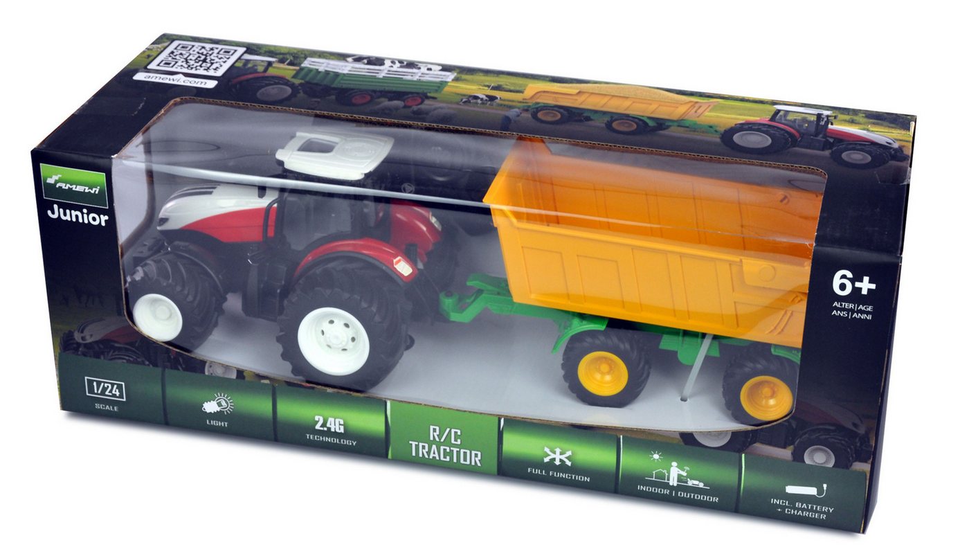 Thumbnail - Amewi RC-Bagger Amewi RC Traktor mit Kippanhänger, Licht & Sound, 1:24 RTR