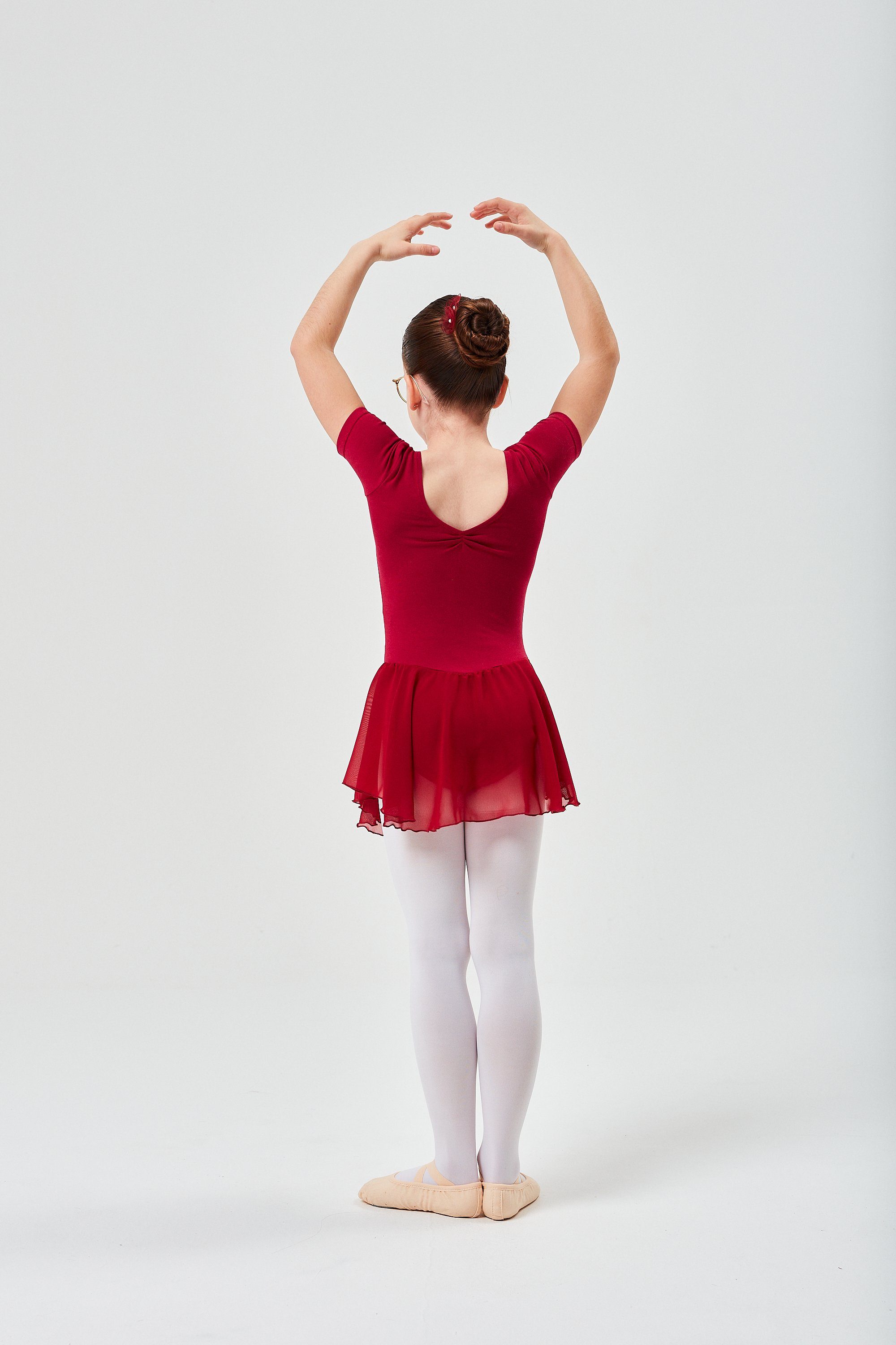 tanzmuster Chiffonkleid Ballettkleid Betty mit Glitzersteinen Mädchen Ballettbody mit Chiffon Röckchen – Bild 4 von 5