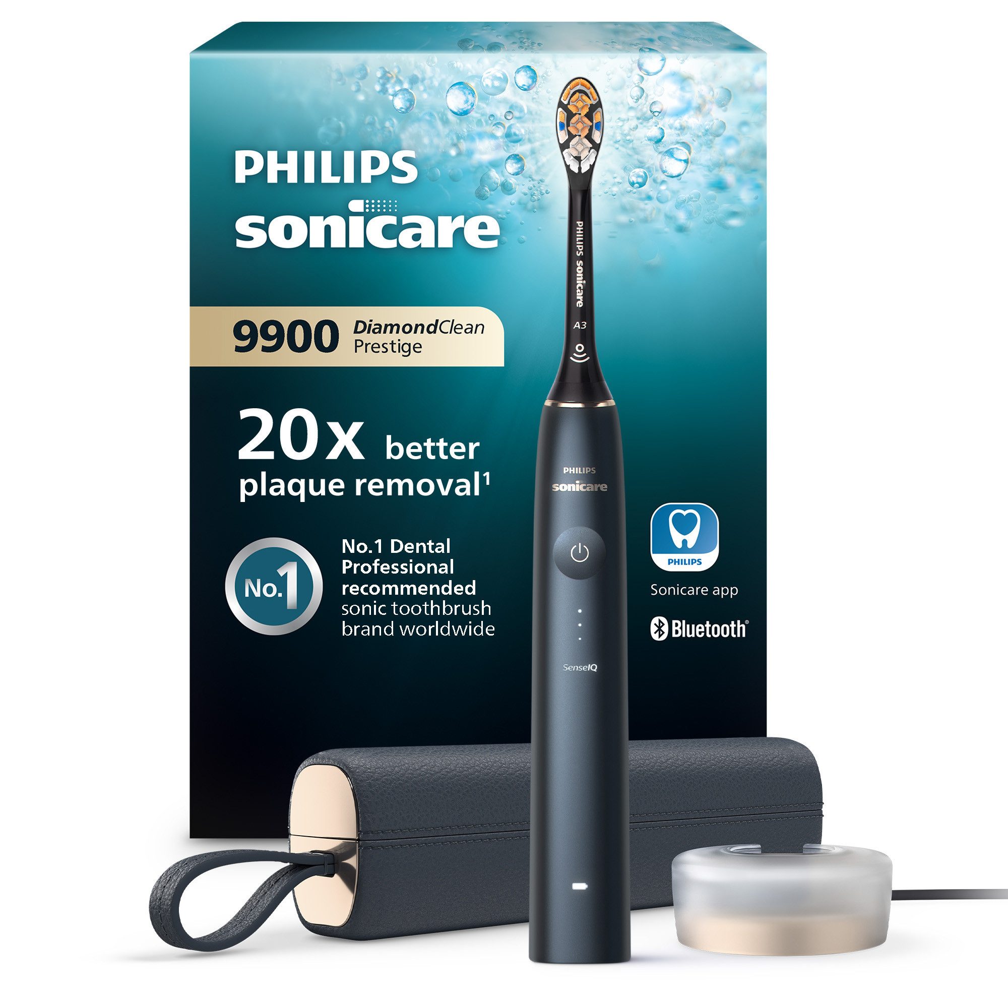 Philips Sonicare Elektrische Zahnbürste Diamond Clean Prestige HX9992, Щетки: 1 St., mit Schalltechnologie, SenseIQ-Technologie, KI gesteuerte Sonicare App
