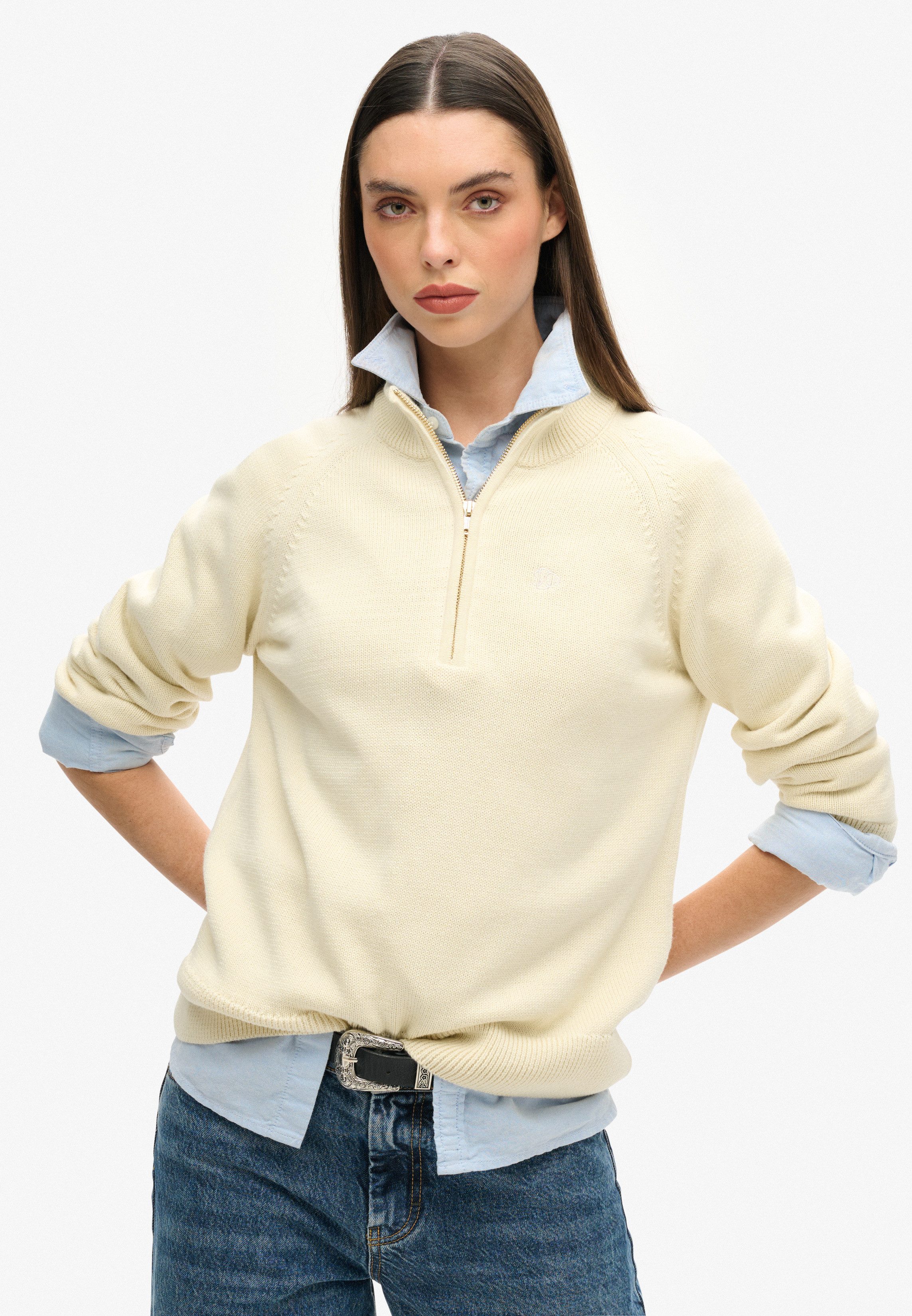 Superdry Troyer CLASSIC COTTON KNIT HALF ZIP Baumwolle