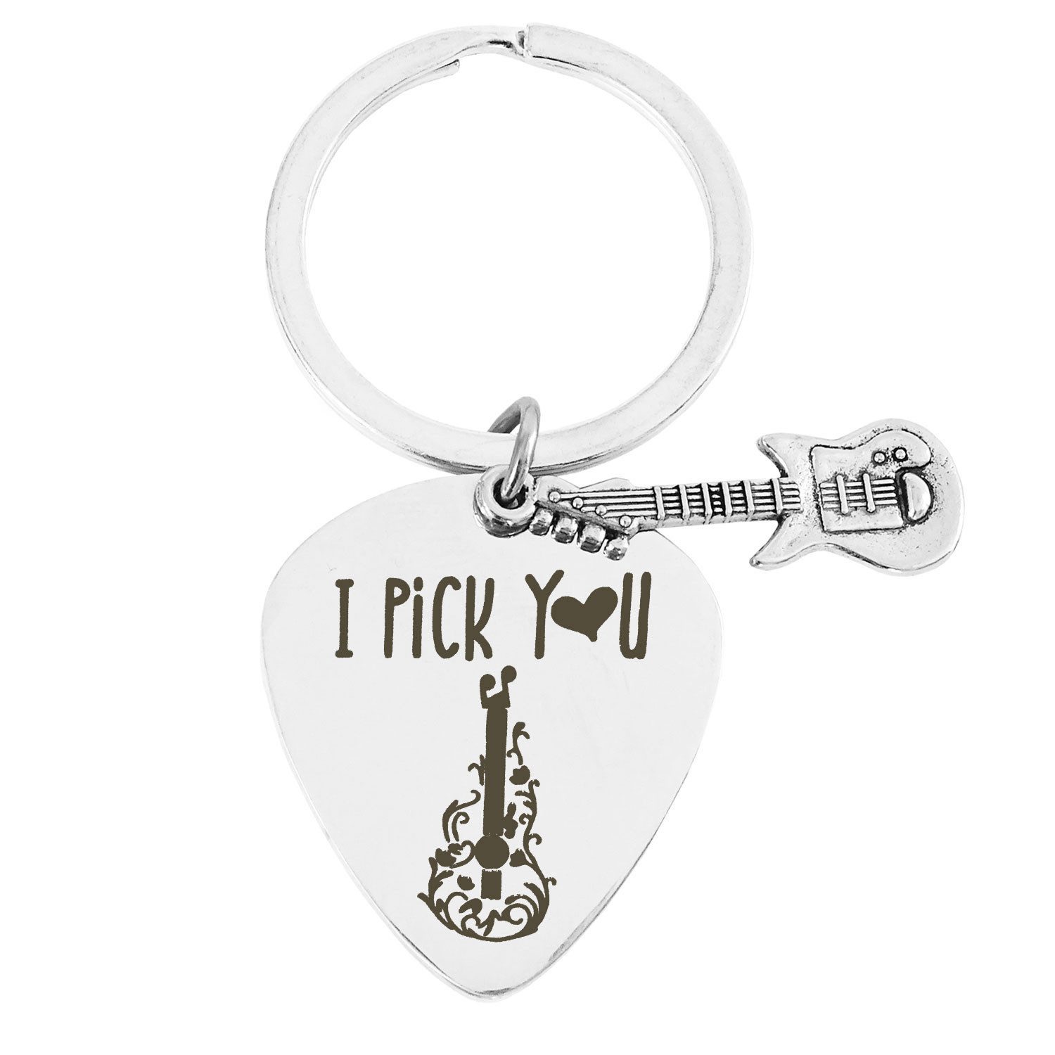 keepdrum Schlüsselanhänger keepdrum Schlüsselanhänger Gitarren-Plektrum I Pick You (Schlüsselanhänger, 1-tlg., Gitarrenanhänger), Plektrum-Anhänger aus Edelstahl