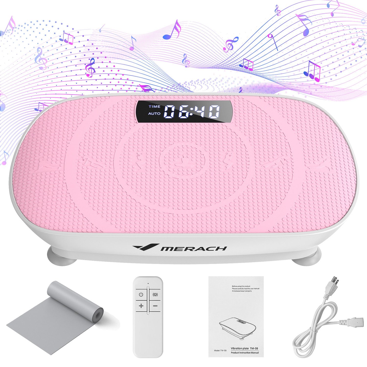 Vibrationsplatte mit Bluetooth, Widerstandsband, Ganzkörper Sportgerät