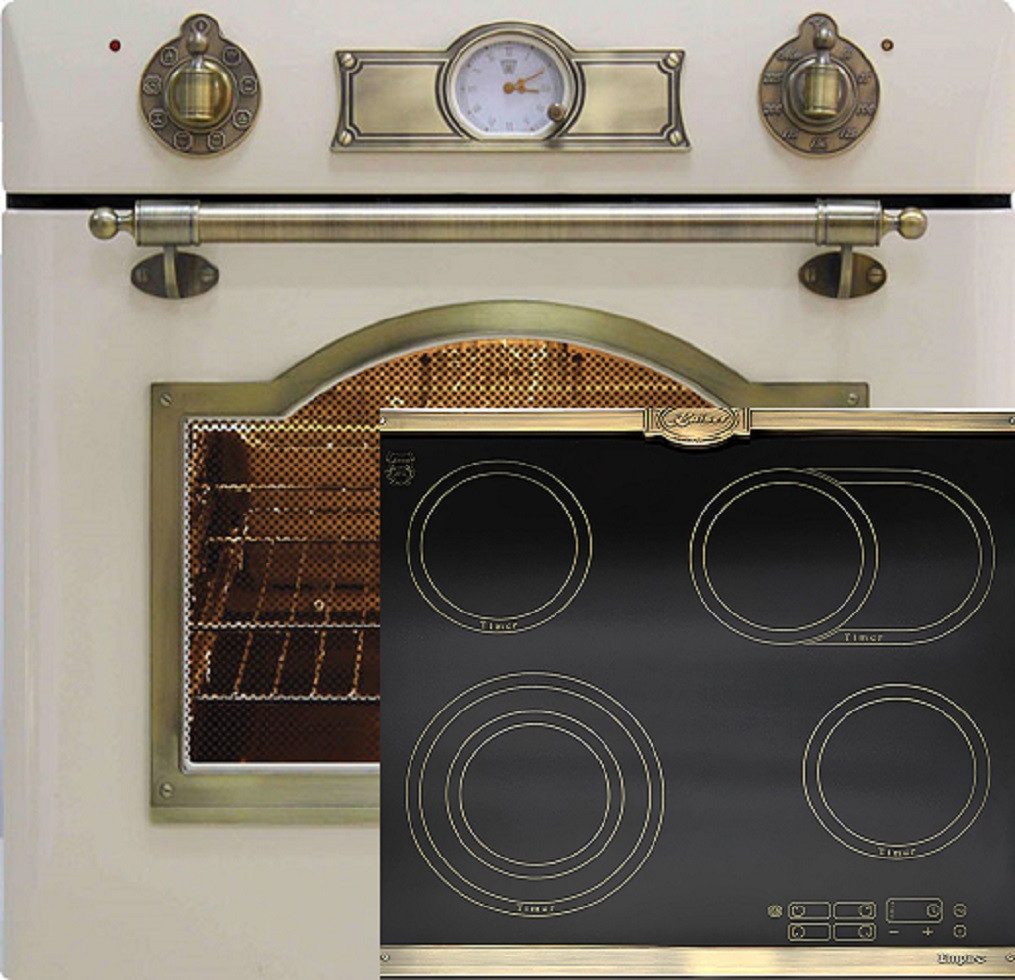 Kaiser Küchengeräte Backofen-Set Herd Set Autark Elektro Einbaubackofen, Teleskop-System, 67L, 8 Funktionen, 60 cm mit Exklusives Autarkers High Light Glaskeramik Kochfeld 60cm EH 6355 ElfEm+KCT 6185 Em, mit 1-fach-Teleskopauszug