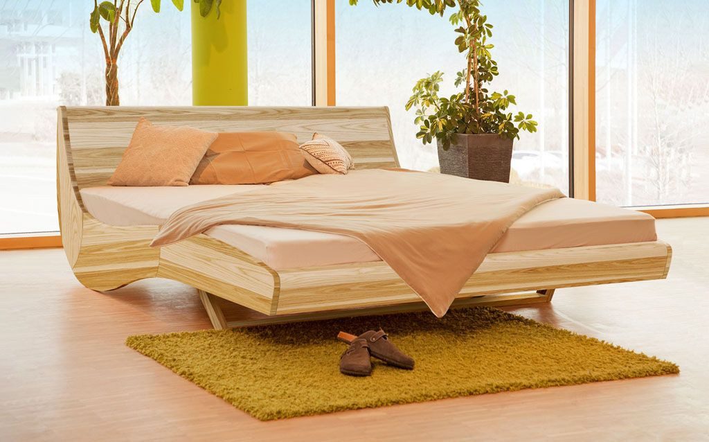 geborgenschlafen Massivholzbett aus Esche – "FLESSA" – Nachhaltig & Handgefertigt (90–200×200–220 cm), Natürlich schlafen – Handgefertigtes Bett aus regionalem Holz