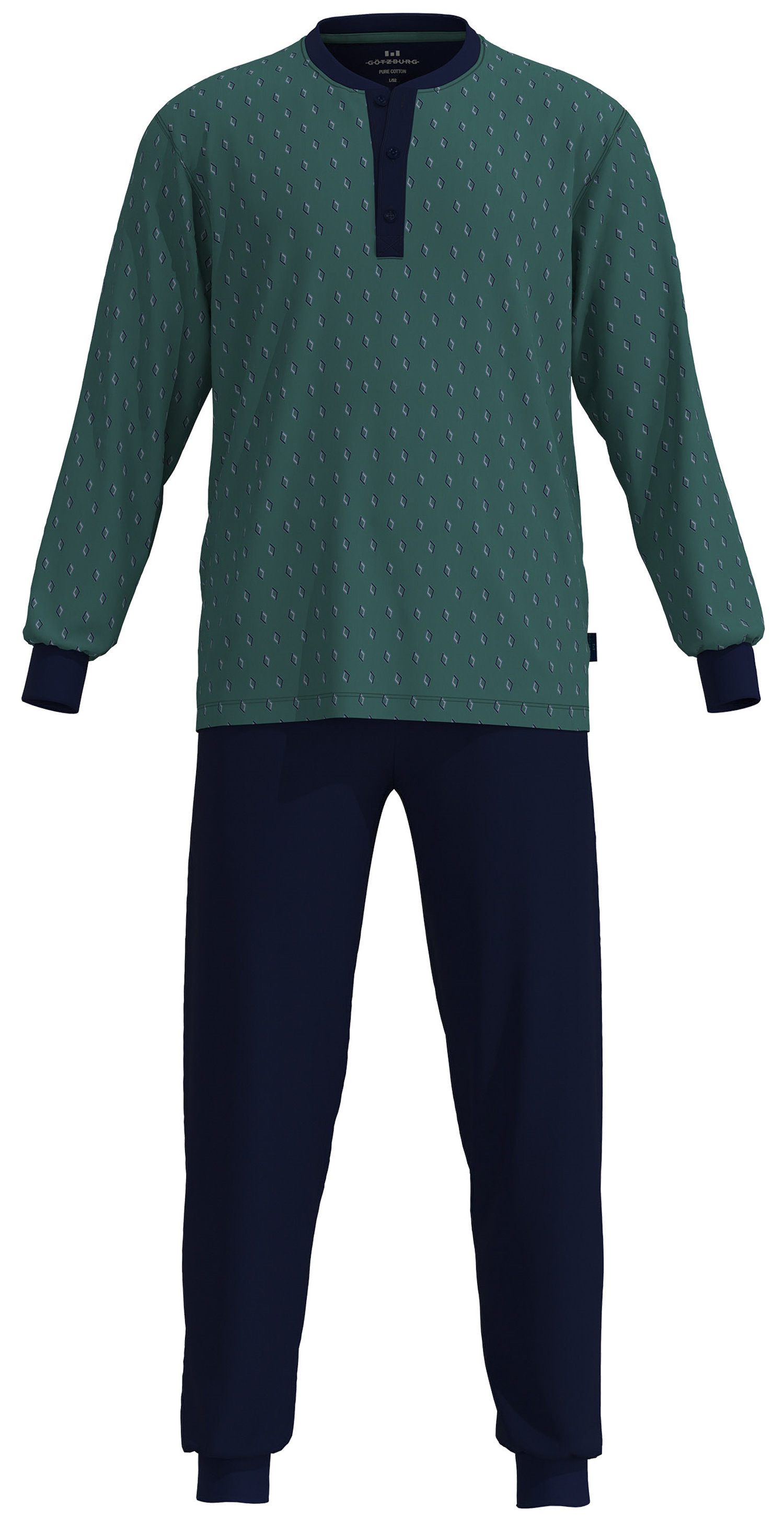 GÖTZBURG Schlafanzug Herren Pyjama lang mit Bündchen (2 tlg) Baumwolle günstig online kaufen