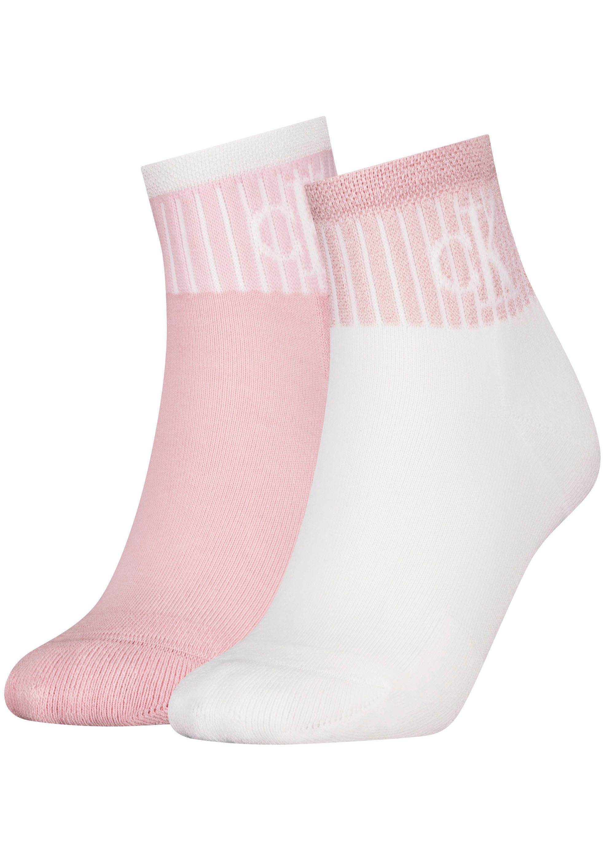 Socken CKJ WOMEN QUARTER 2P GLOSSY RIB