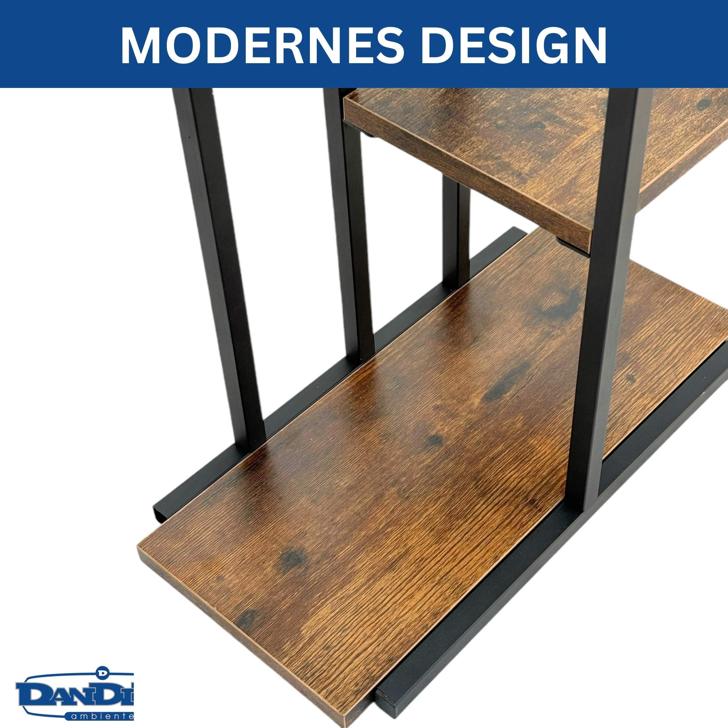 DanDiBo Blumenständer Wohnzimmer Metall Schwarz 6 Etagen Holz 96581 Blumenregal Modern, Blumenregal Design Pflanzenhocker