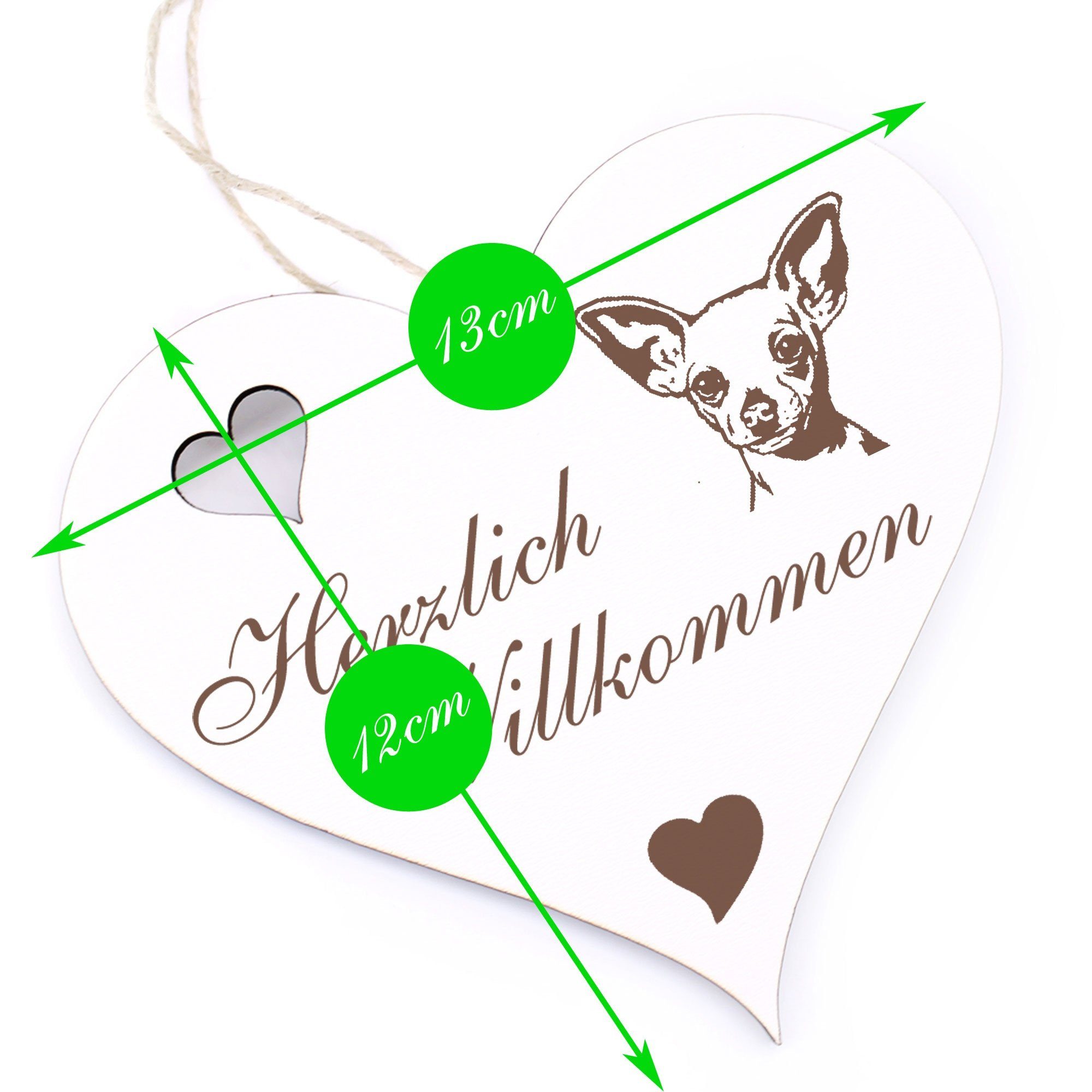 Willkommen - Chihuahua Herzlich Dekolando 13x12cm - Kopf Hängedekoration