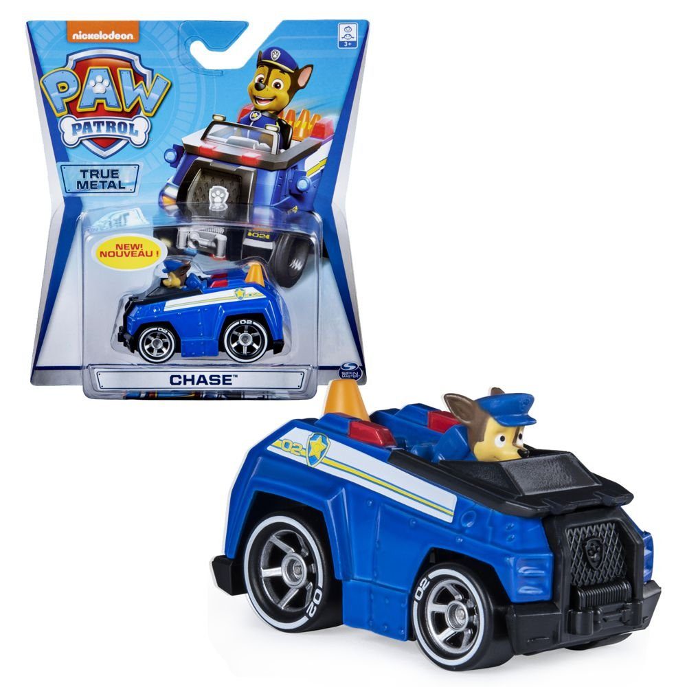 PAW PATROL Spielzeug-Auto Mini Fahrzeuge Paw Patrol True Metal 1:55 Die-Cast Classic Serie Chase