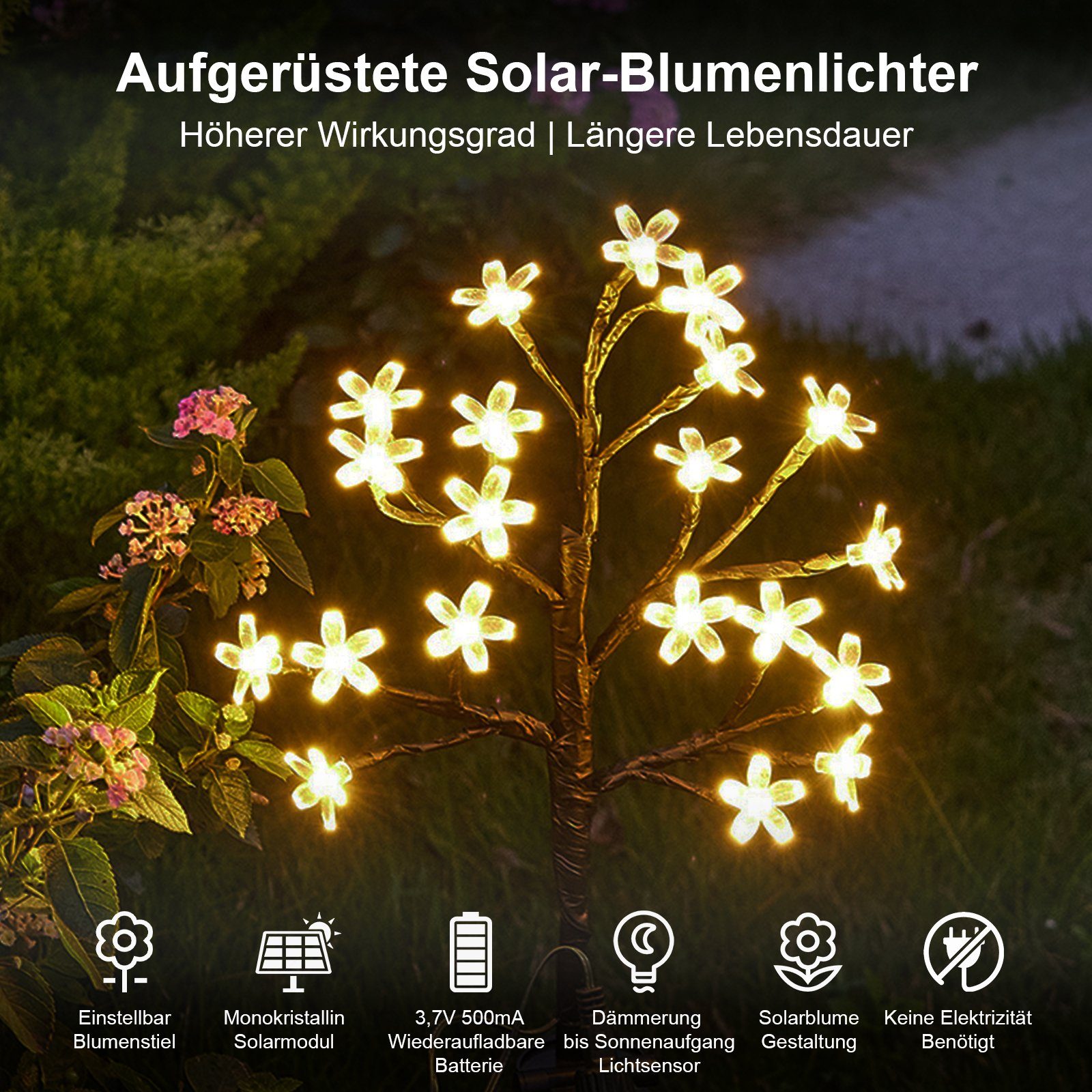 Sunicol LED Außendekoration Gärten, Fernbedienung, Lichter von mit Perfekt IP65 Rasenflächen Modi, Gartenleuchte die Warmweiß Solar 8 Wasserdicht, Parks, Höfen, für Garten