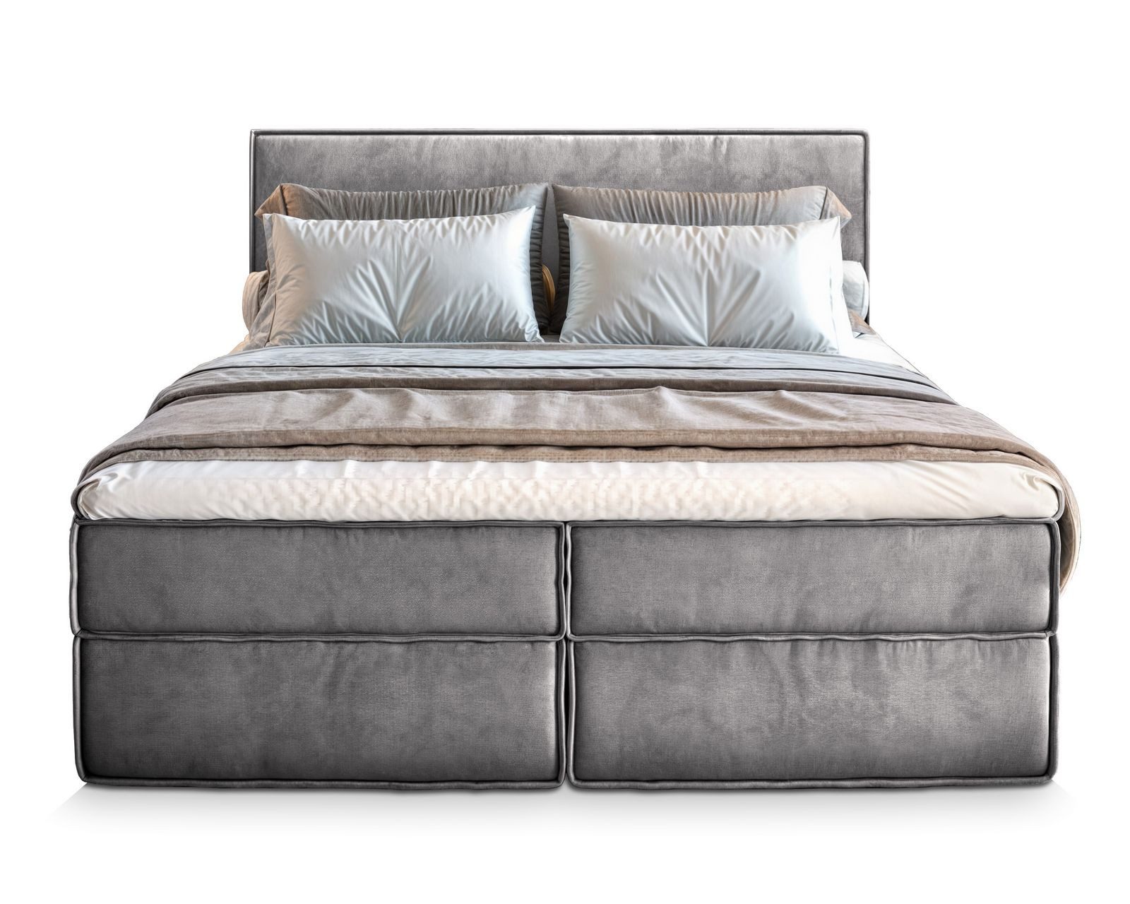 Masseno Boxbett PELLIO 160x200 cm mit Bonell Matratze und Topper, Doppelbett, Polsterbett mit Kopfteil, Boxspringbett – Bild 5 von 5