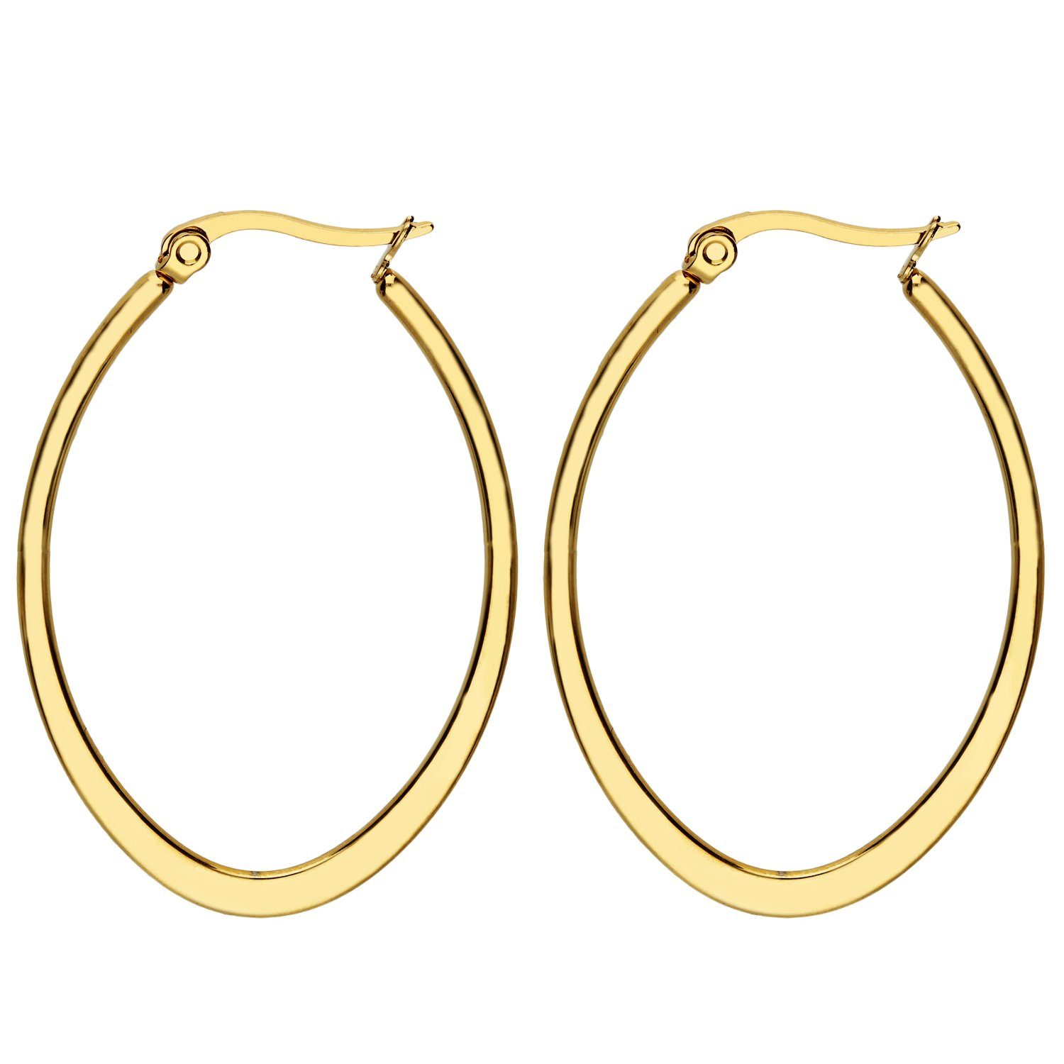 LÖB Paar Creolen Edelstahl 18K gold vergoldet Creolen Ohrringe Oval Tropfen günstig online kaufen