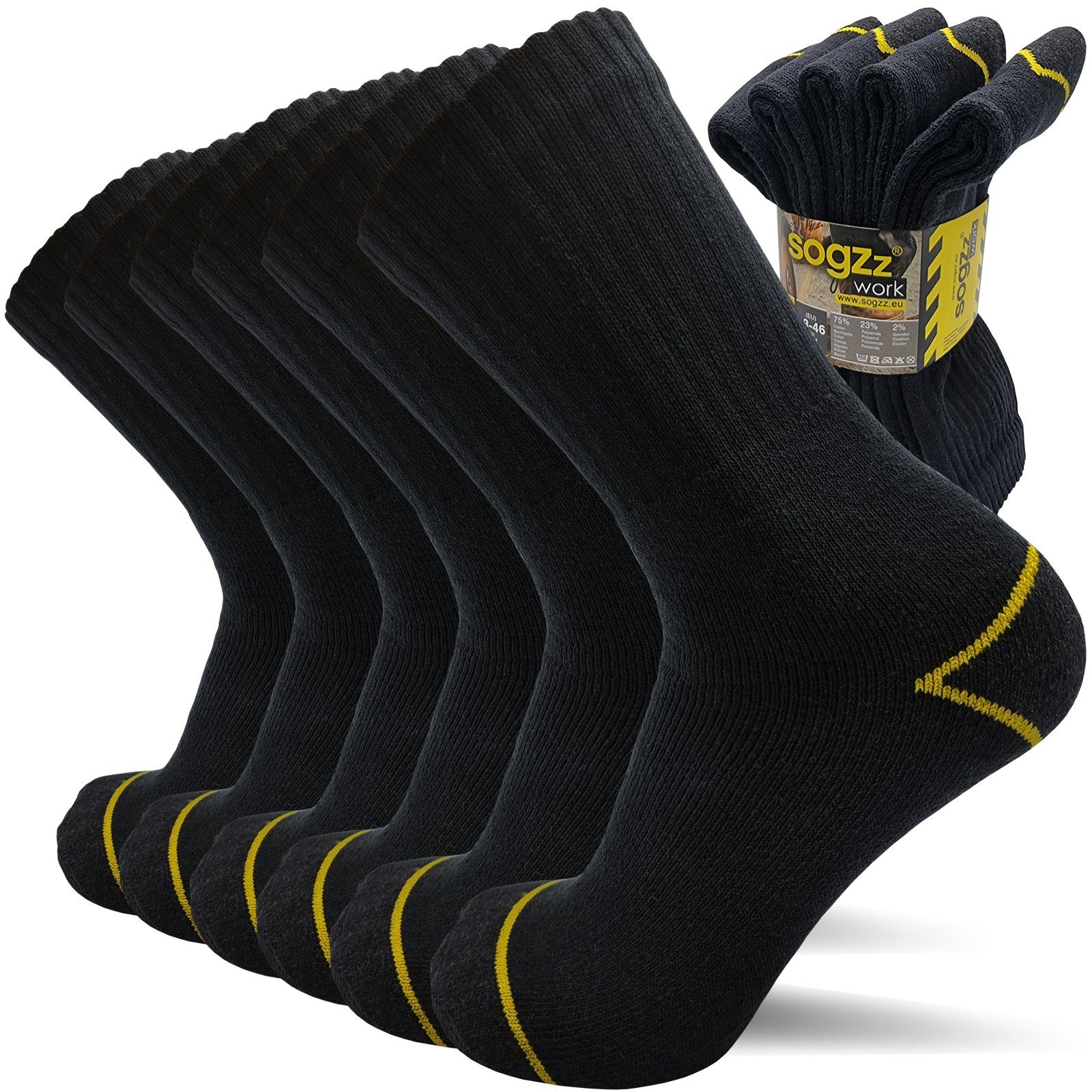 sogzz Arbeitssocken 5-60 Paar Socken Herren Schwarz 75% Baumwolle Work Arbeit Socken (Modell: Work Basic, 60-Paar)