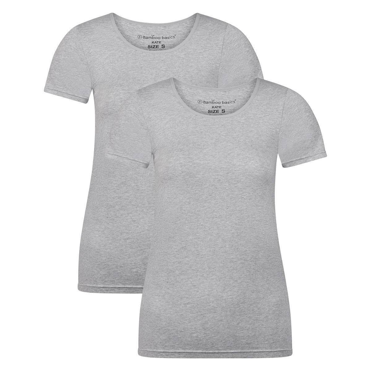 Bamboo basics Unterhemd Damen T-Shirt KATE, 2er Pack - Unterhemd Grau
