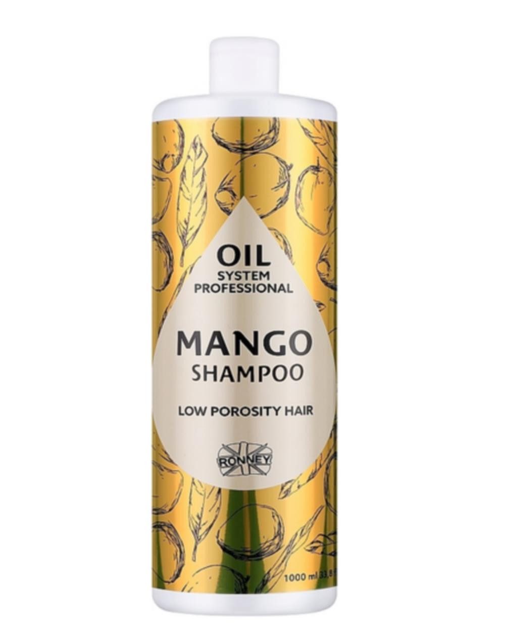 Haarshampoo Ronney Professional Oil System Shampoo mit Mangobutter 1000 ml, Packung, Erfrischt trockenes Haar, pflegt intensiv mit Mangobutter
