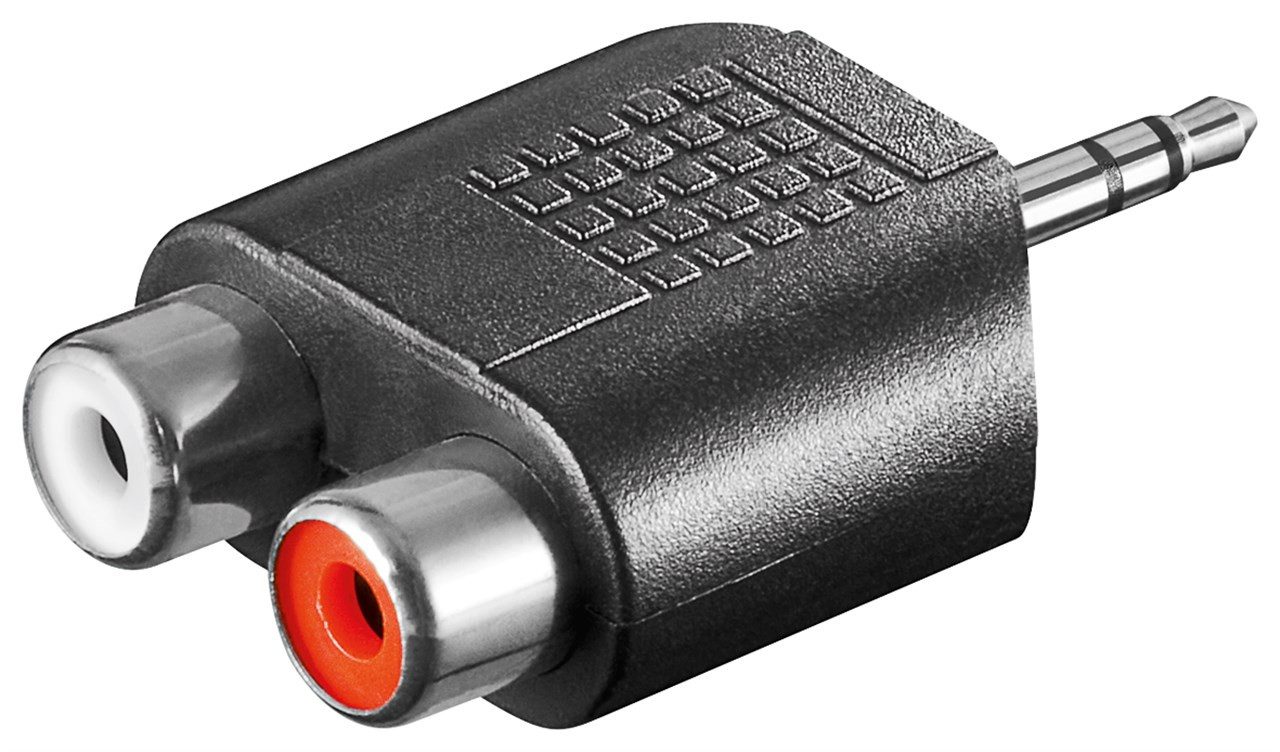 Goobay Cinch-Adapter, AUX-Klinke 3,5-mm-Stecker zu 2x Stereo-Buchse - USB-Kabel
