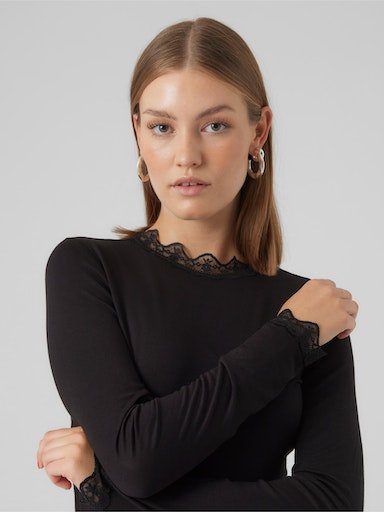 Vero Moda Langarmshirt VMROSA LS HIGHNECK TOP JRS NOOS Viskosemischung, slim fit