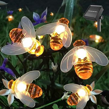 REDOM LED-Lichterkette 20 LED 5M Solar Led Strip Lichterkette Bienen Lichterketten mit Akku, Aussen 8 Modi Wasserdicht für Deko Hochzeit Gärten Party Weihnachten