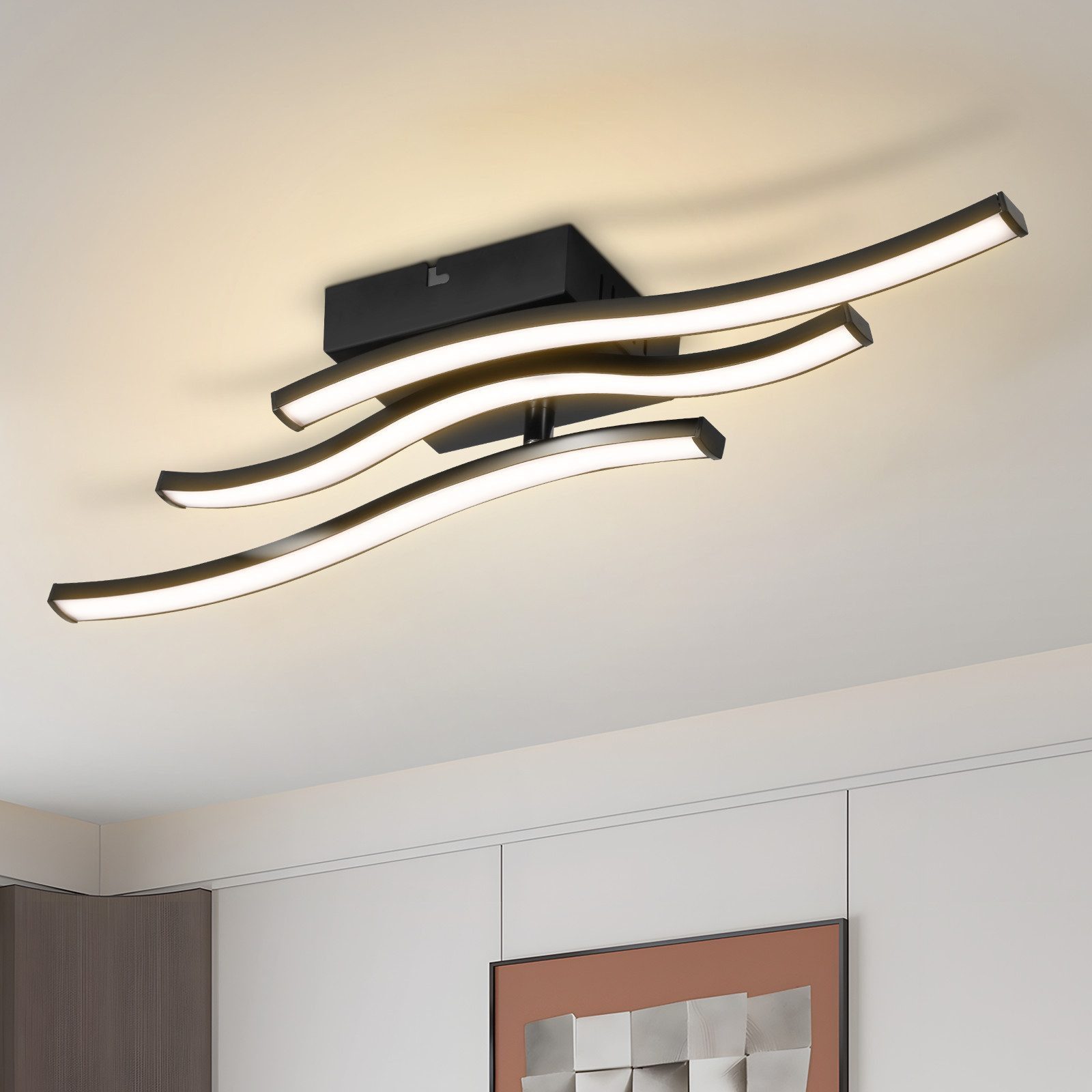 Nettlife LED Deckenleuchte Schwarz 6W Moderne Flurlampe Warmweiß energiesparende Deckenlampe, LED fest integriert, Warmweiß, Schlafzimmerlampe Warmweiß LED Deckenbeleuchtung für Küche Flur