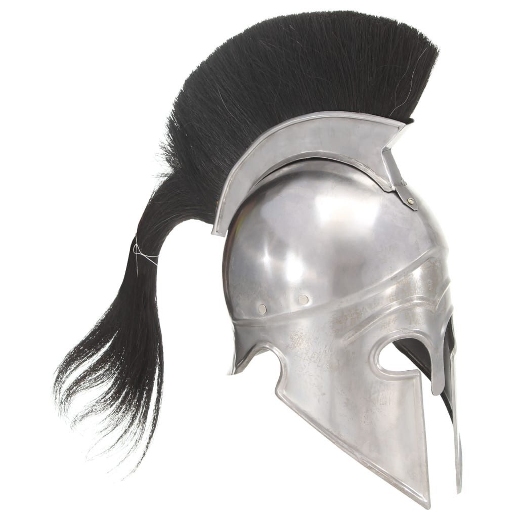 vidaXL Ritter-Kostüm Griechischer Krieger-Helm Antik Replik für LARP Silbern Stahl