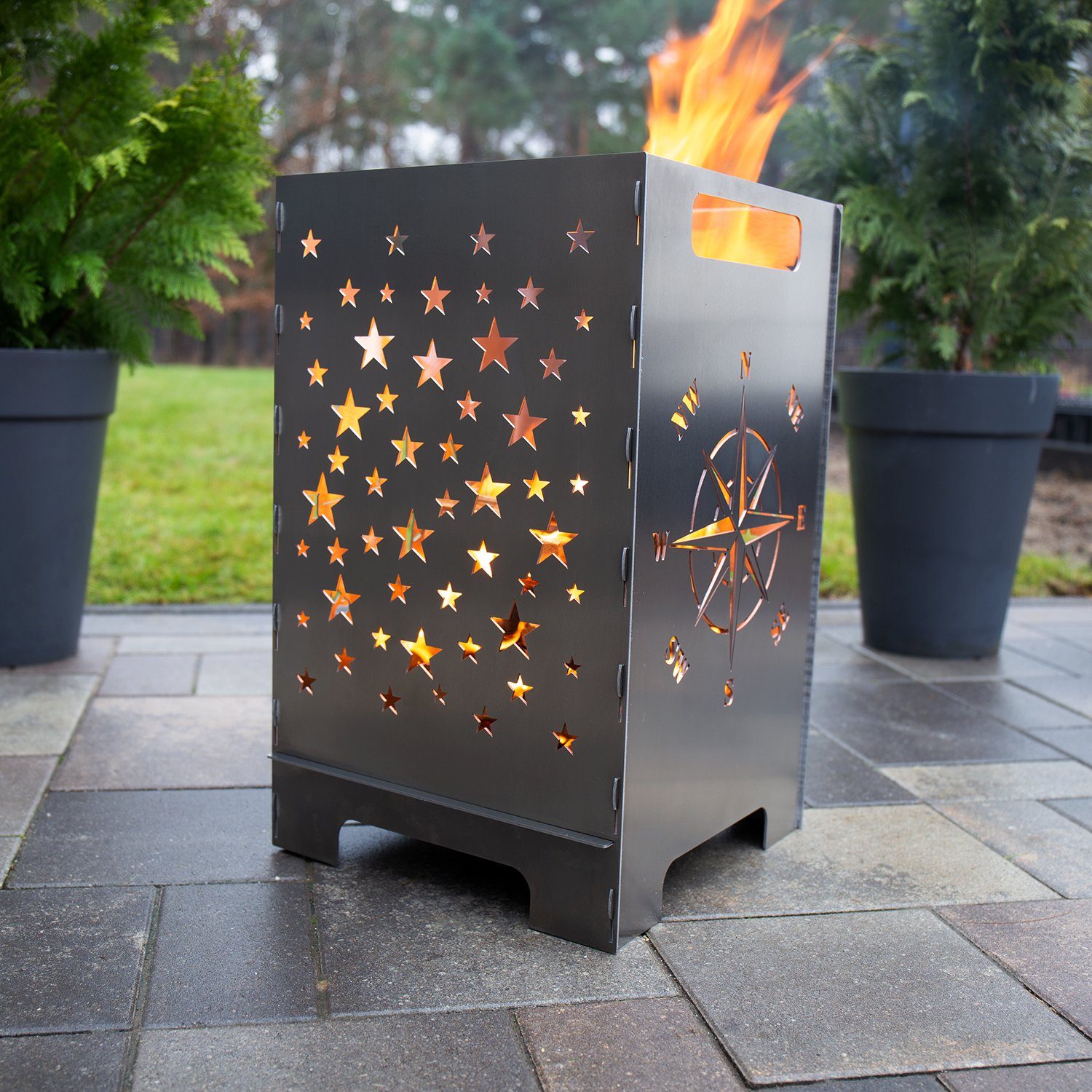 tuning-art Feuerkorb FK01-W45 Feuertonne Feuerschale Rostpatina Massiv Stabiler Stand
