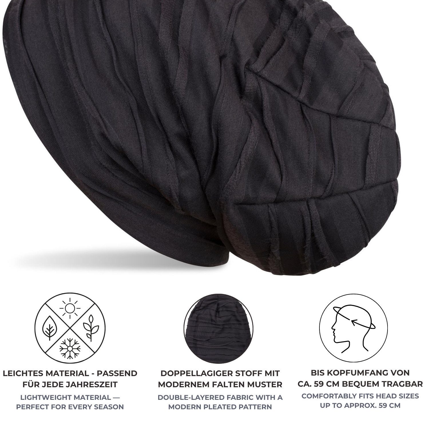 styleBREAKER Beanie Beanie mit Falten Muster (1-St)